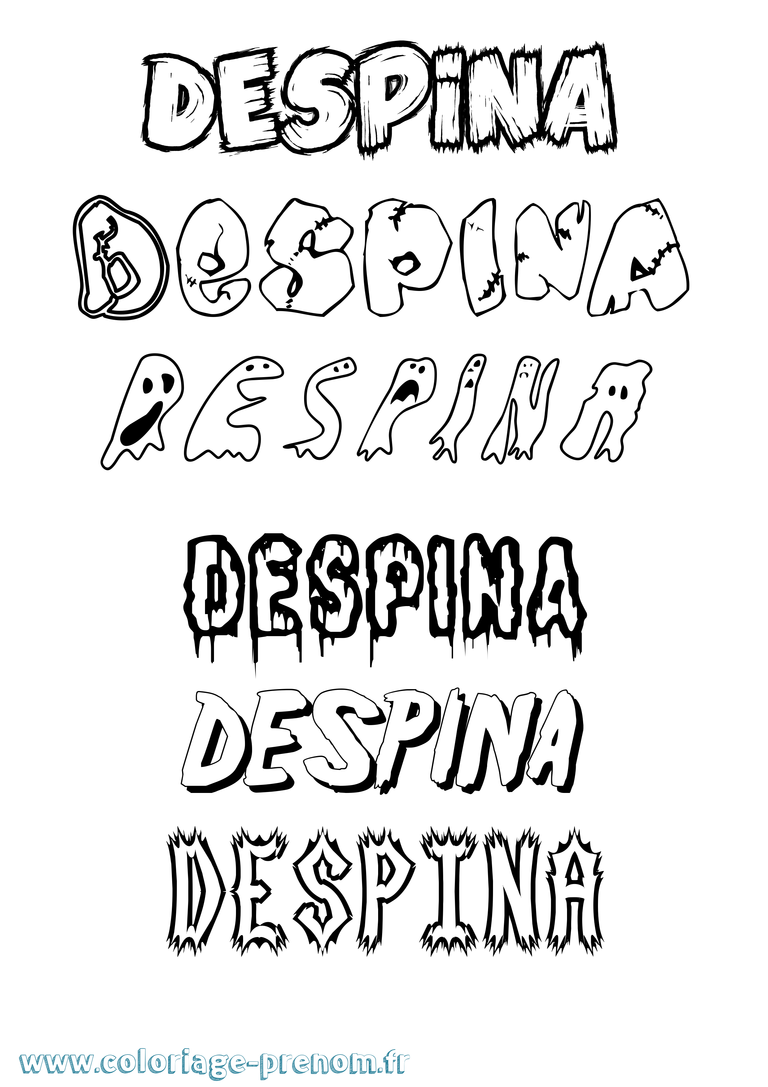 Coloriage Despina Frisson Coloriage prénom Despina Frisson