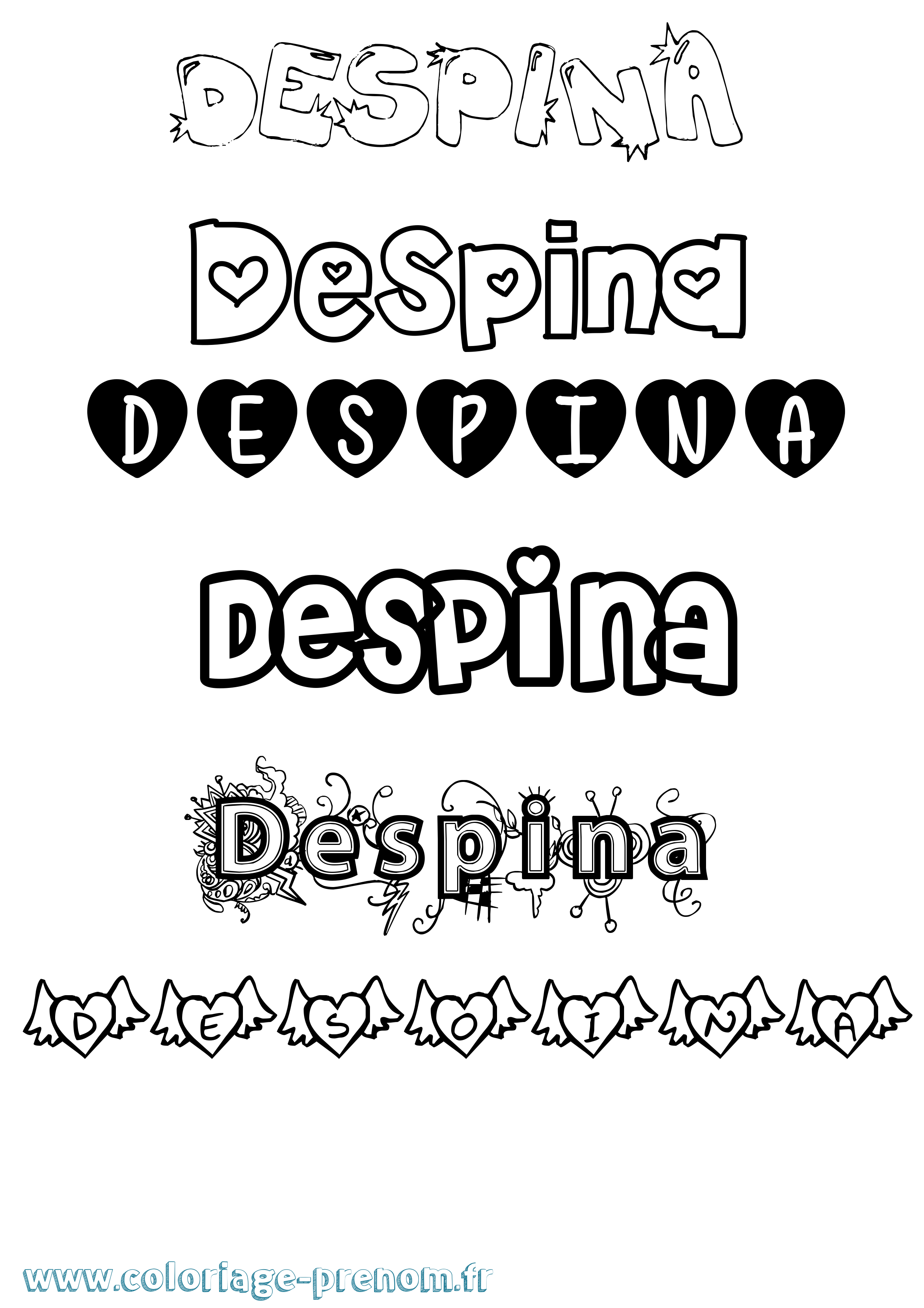 Coloriage Despina Girly Coloriage prénom Despina Girly