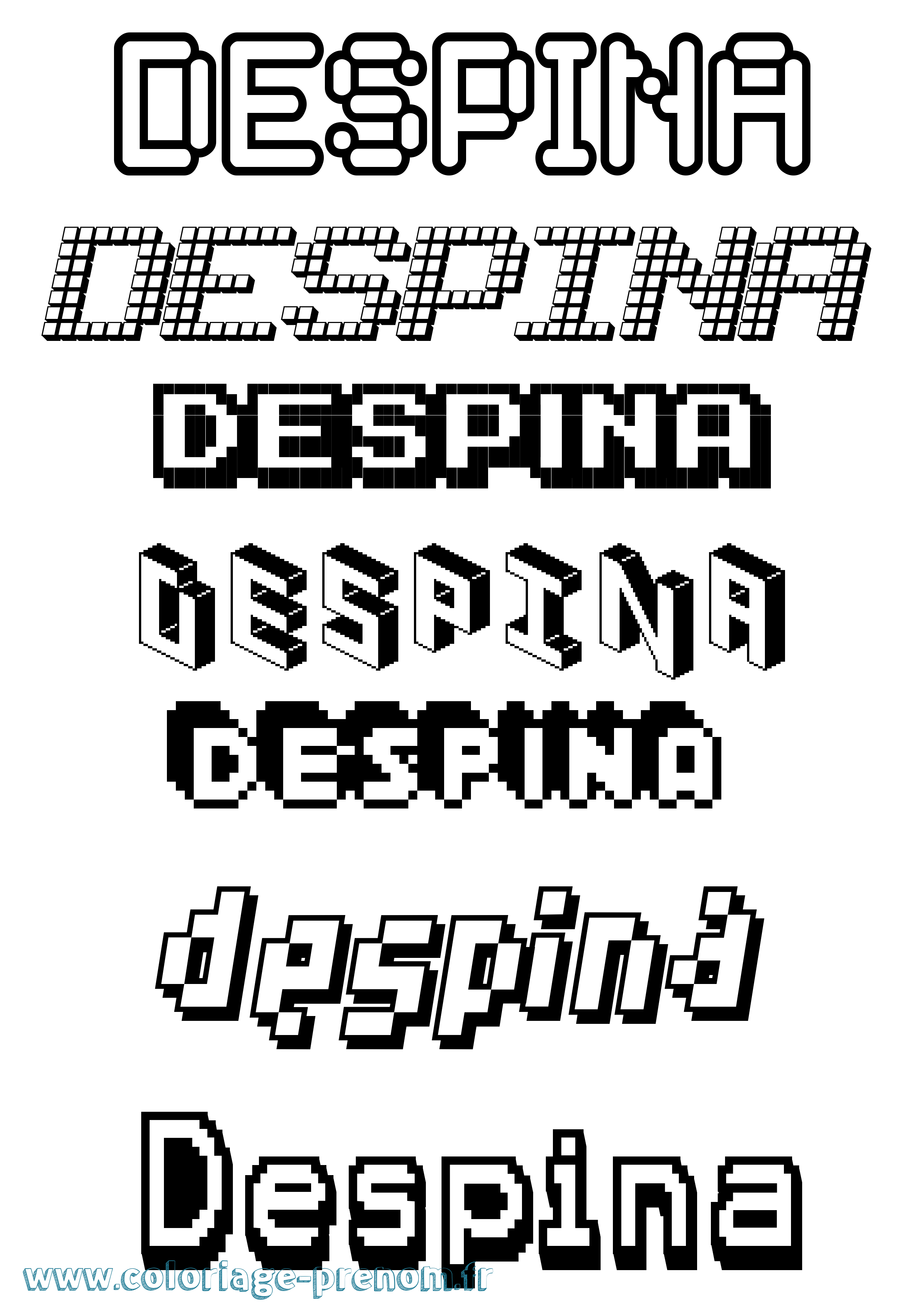 Coloriage Despina Pixel Coloriage prénom Despina Pixel