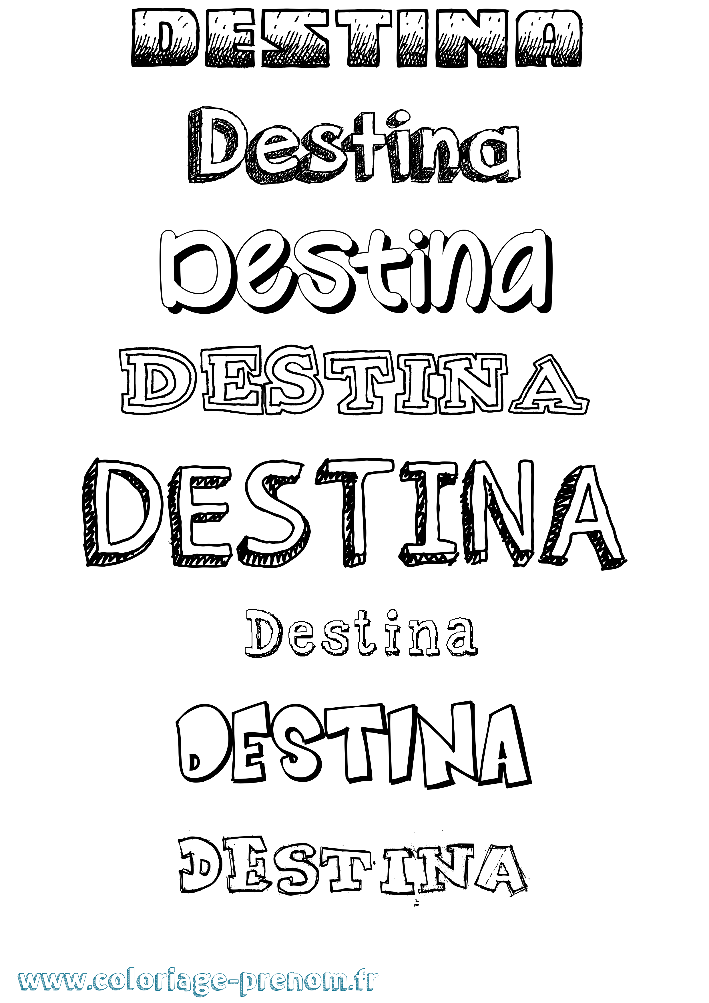 Coloriage Destina Dessiné Coloriage prénom Destina Dessiné