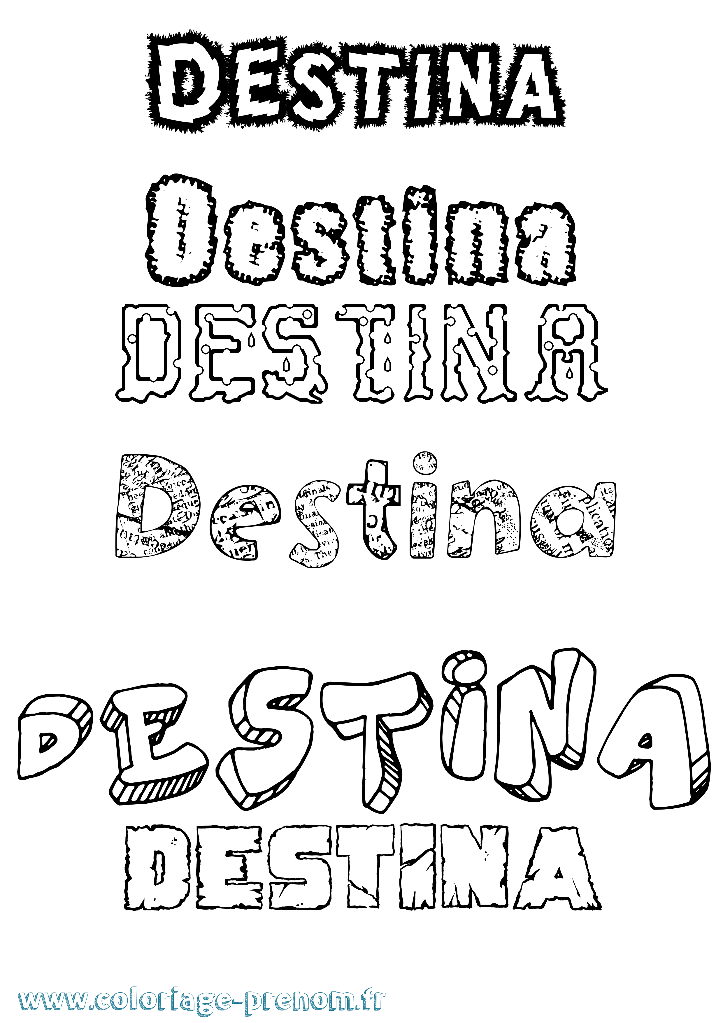 Coloriage Destina Destructuré Coloriage prénom Destina Destructuré