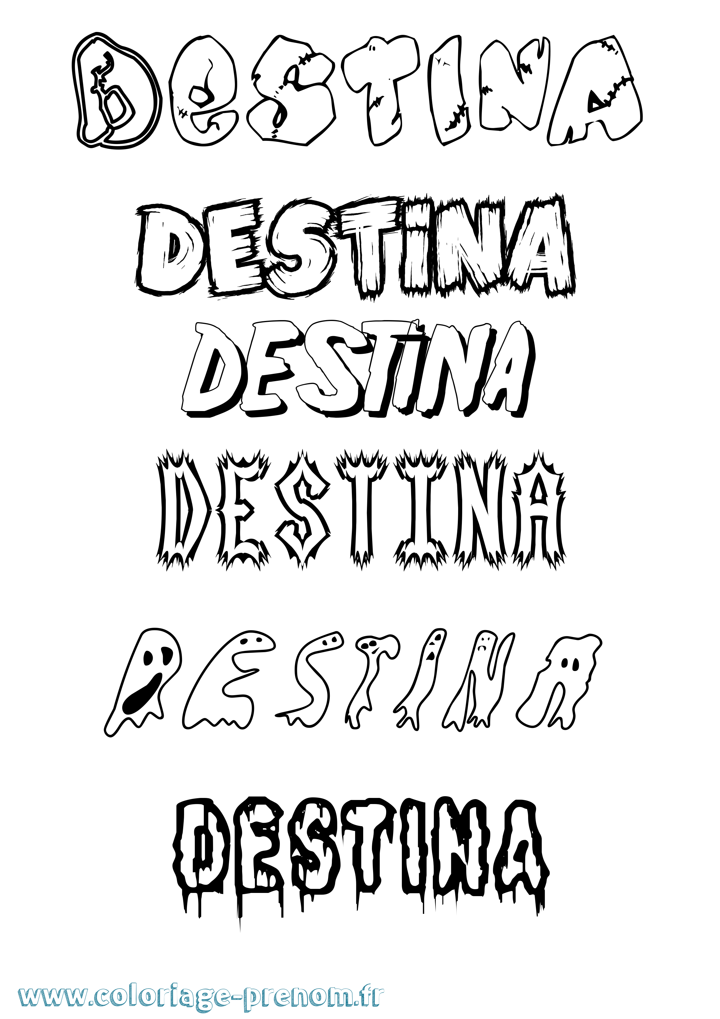 Coloriage Destina Frisson Coloriage prénom Destina Frisson