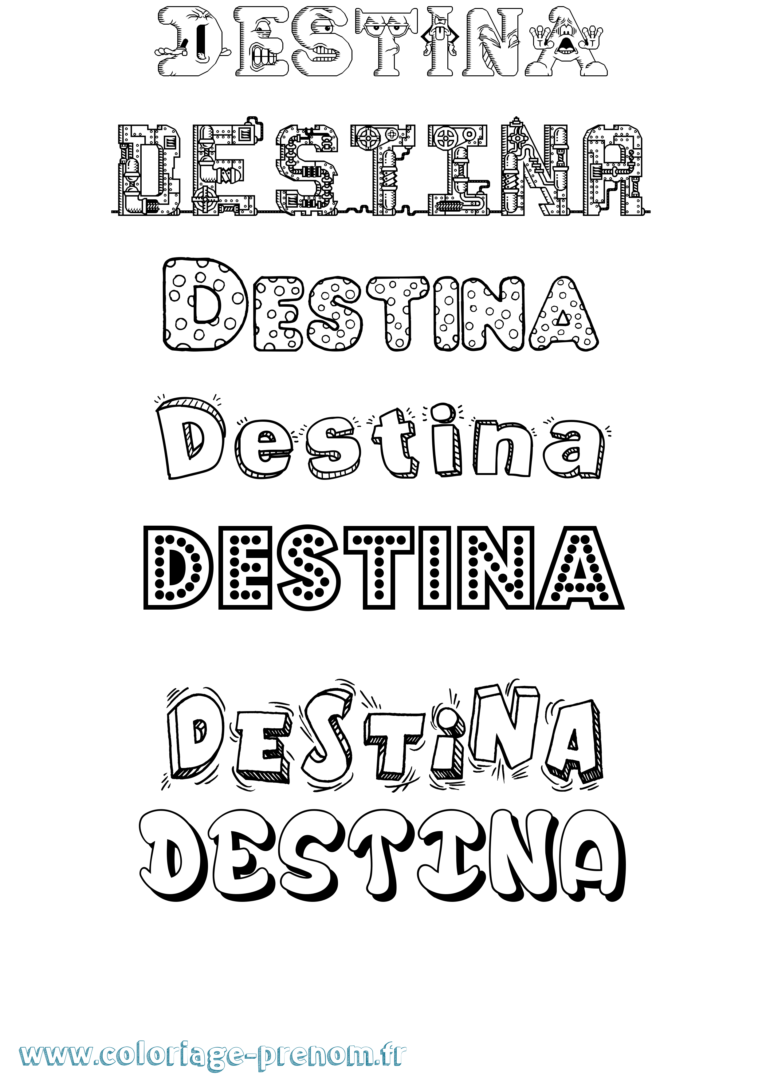 Coloriage Destina Fun Coloriage prénom Destina Fun