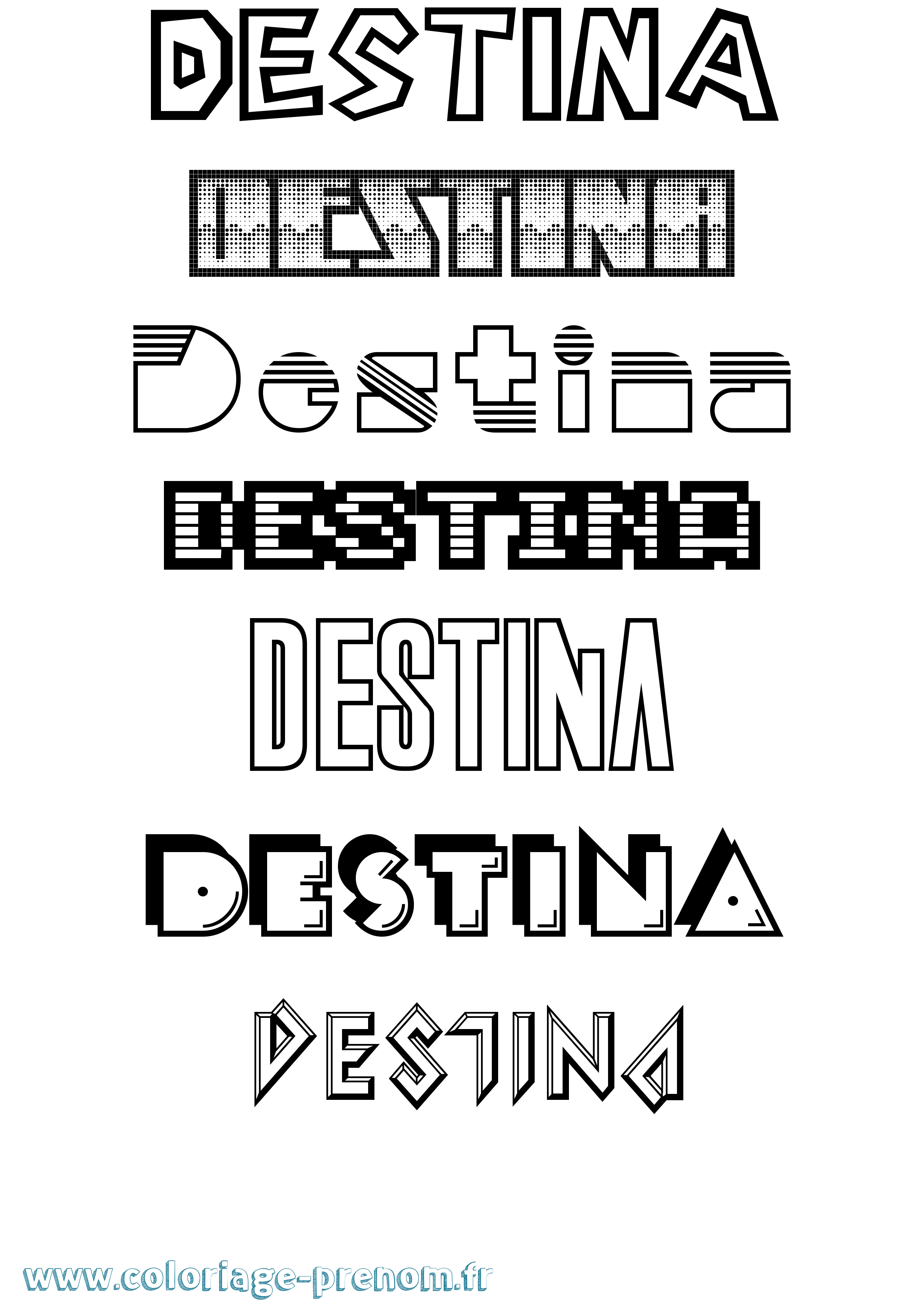 Coloriage Destina Jeux Vidéos Coloriage prénom Destina Jeux Vidéos