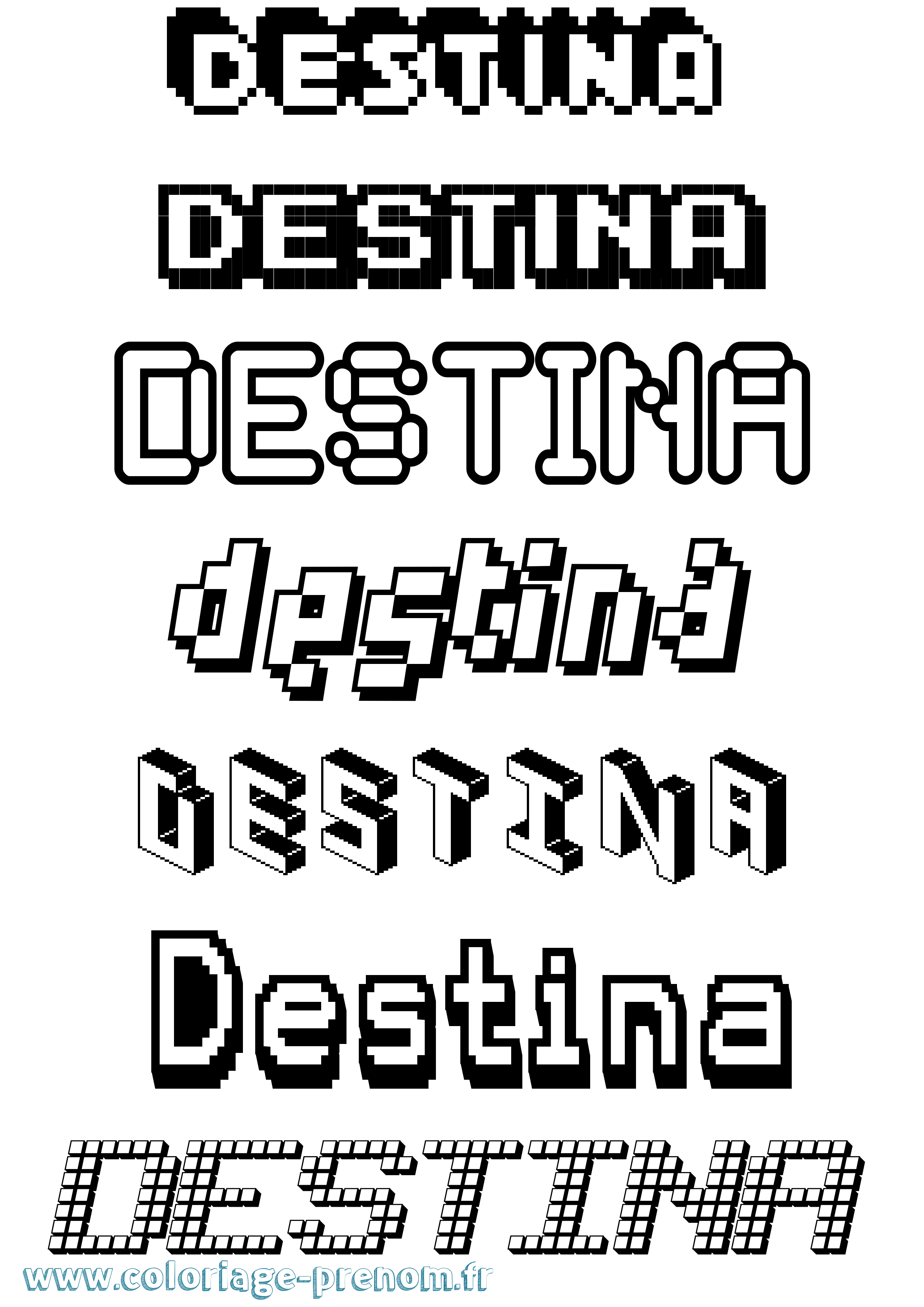 Coloriage Destina Pixel Coloriage prénom Destina Pixel