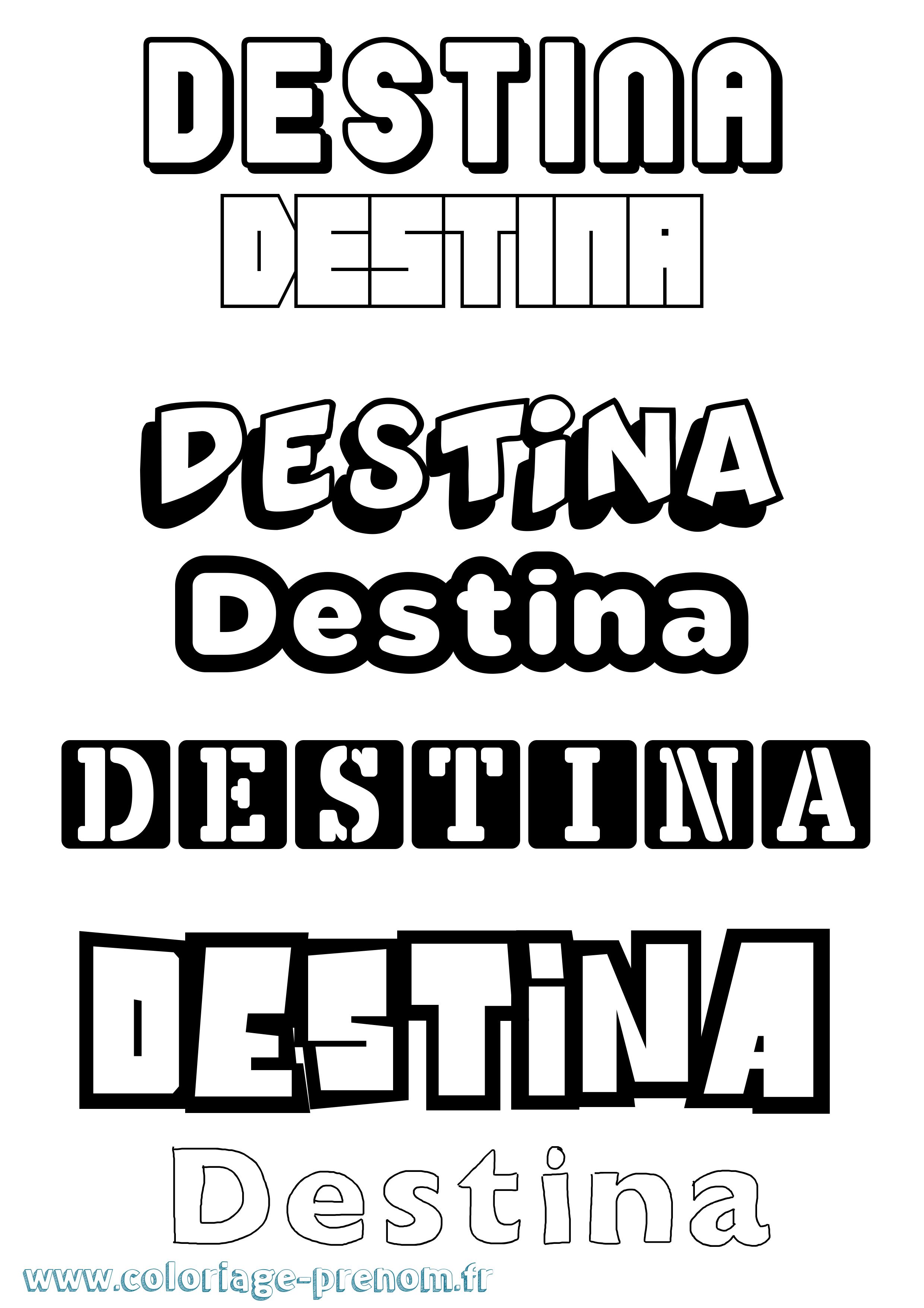 Coloriage Destina Simple Coloriage prénom Destina Simple