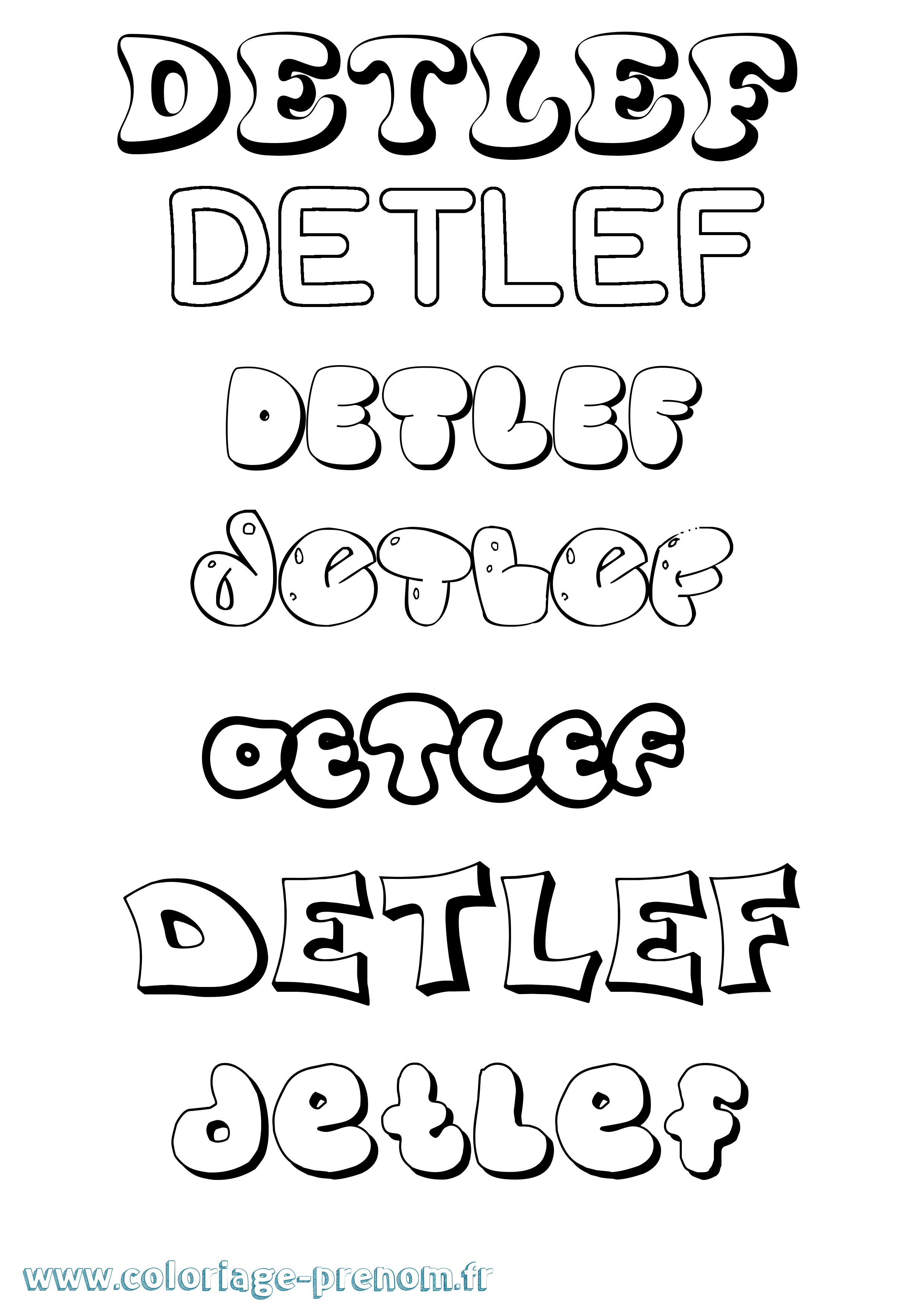 Coloriage Detlef Bubble Coloriage prénom Detlef Bubble