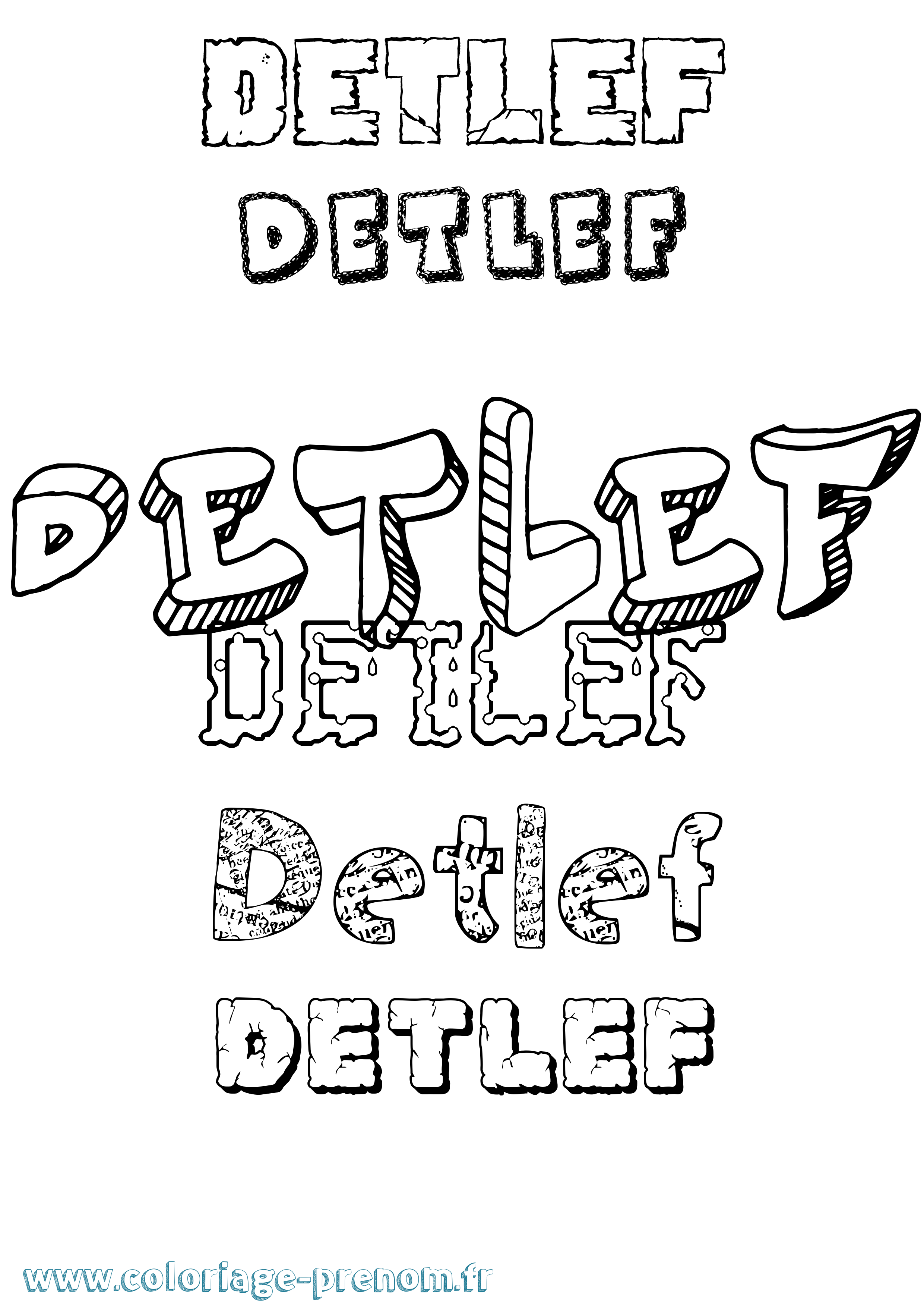 Coloriage Detlef Destructuré Coloriage prénom Detlef Destructuré