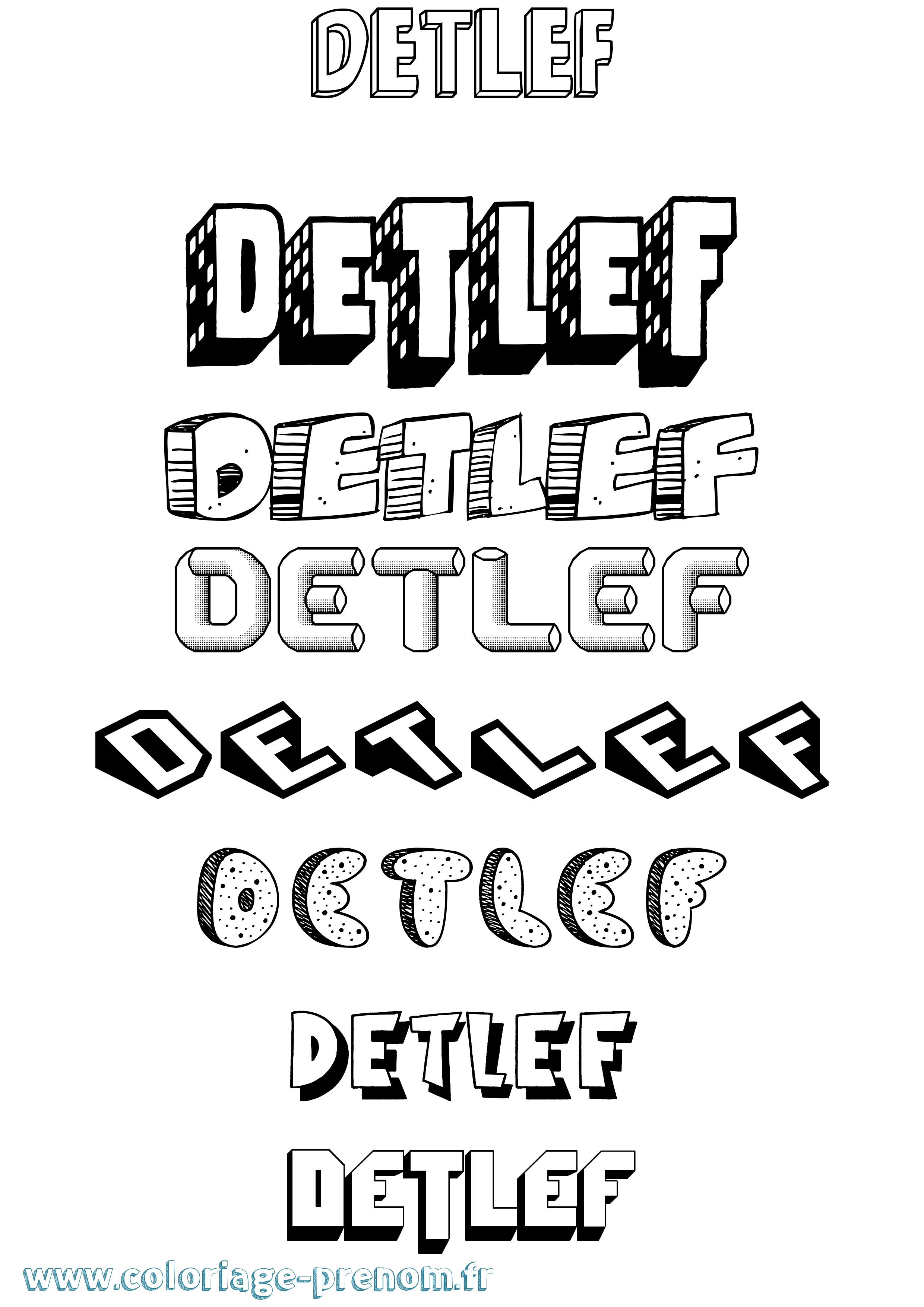 Coloriage Detlef Effet 3D Coloriage prénom Detlef Effet 3D
