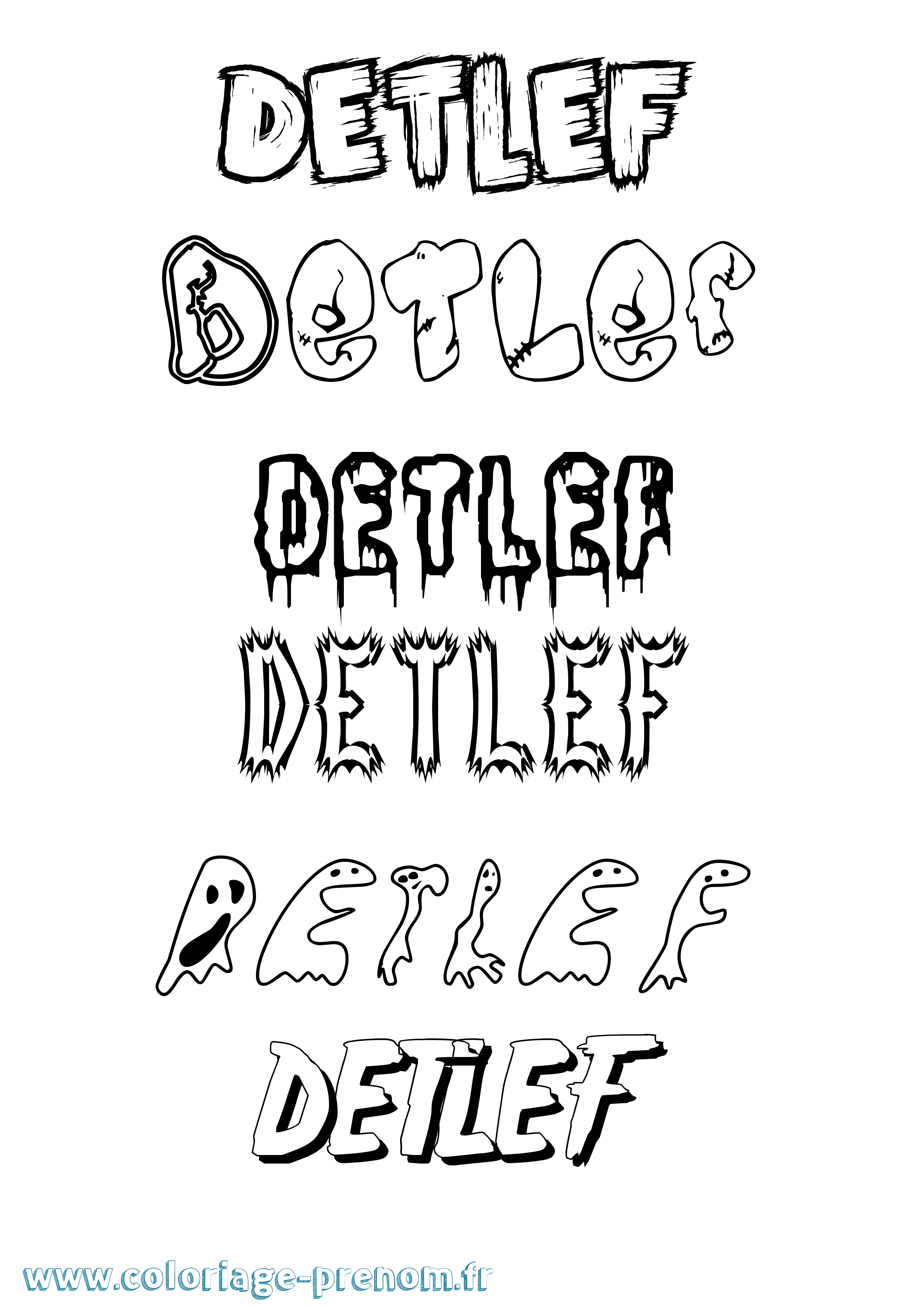 Coloriage Detlef Frisson Coloriage prénom Detlef Frisson