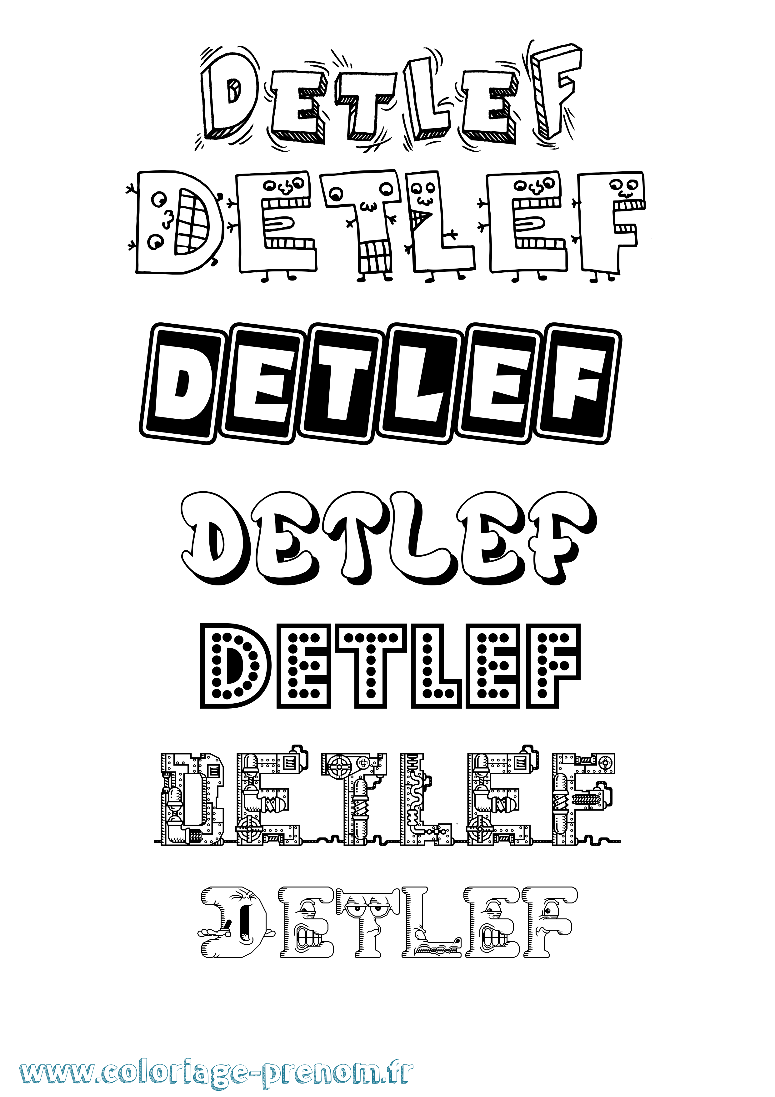 Coloriage Detlef Fun Coloriage prénom Detlef Fun