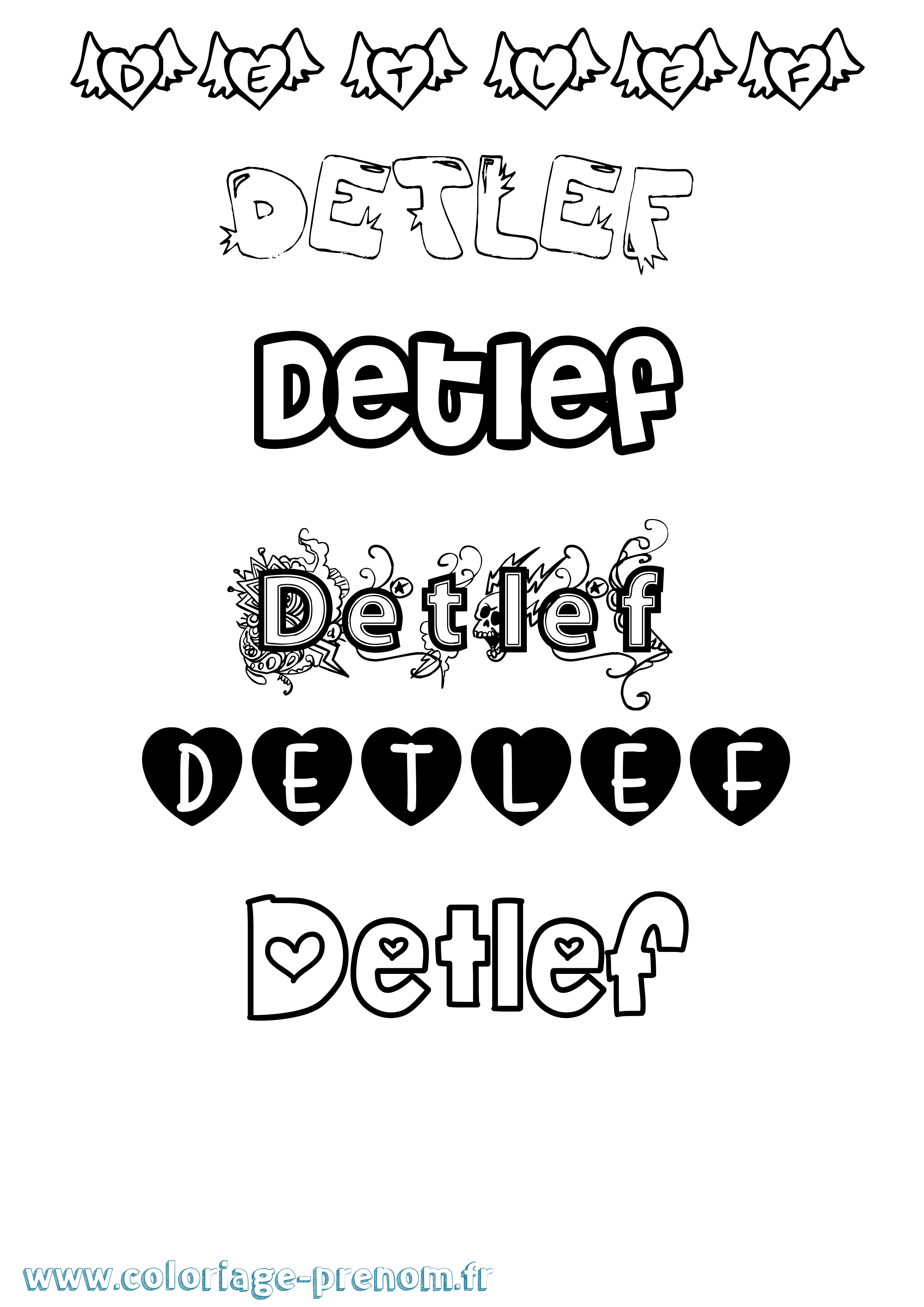 Coloriage Detlef Girly Coloriage prénom Detlef Girly