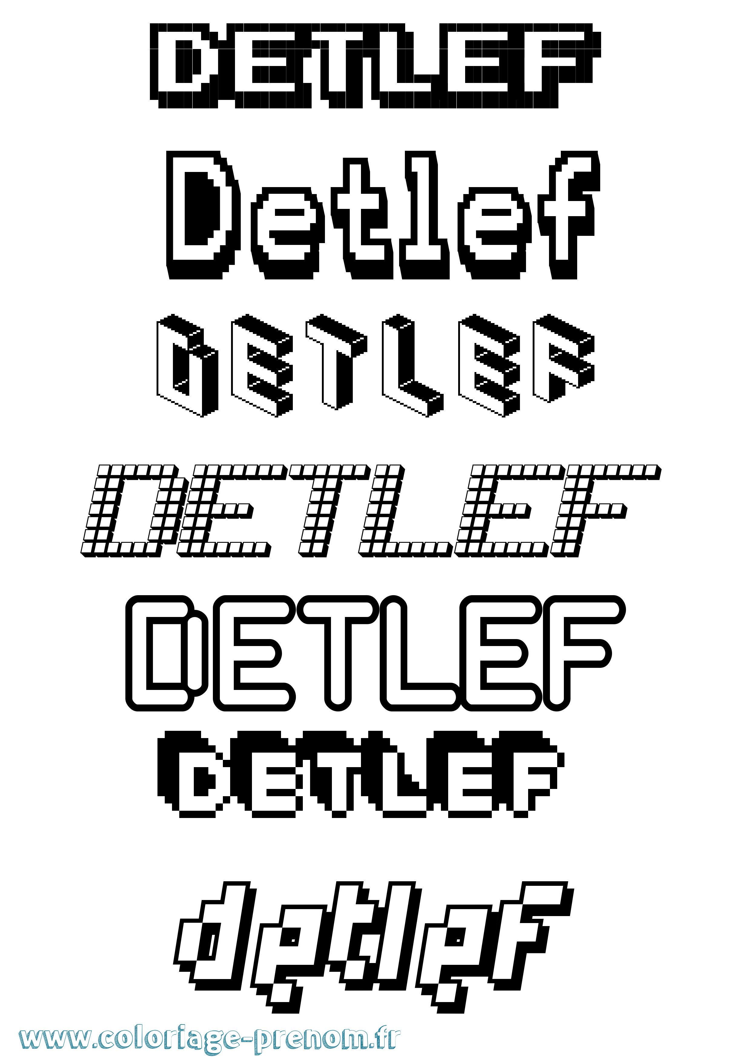 Coloriage Detlef Pixel Coloriage prénom Detlef Pixel
