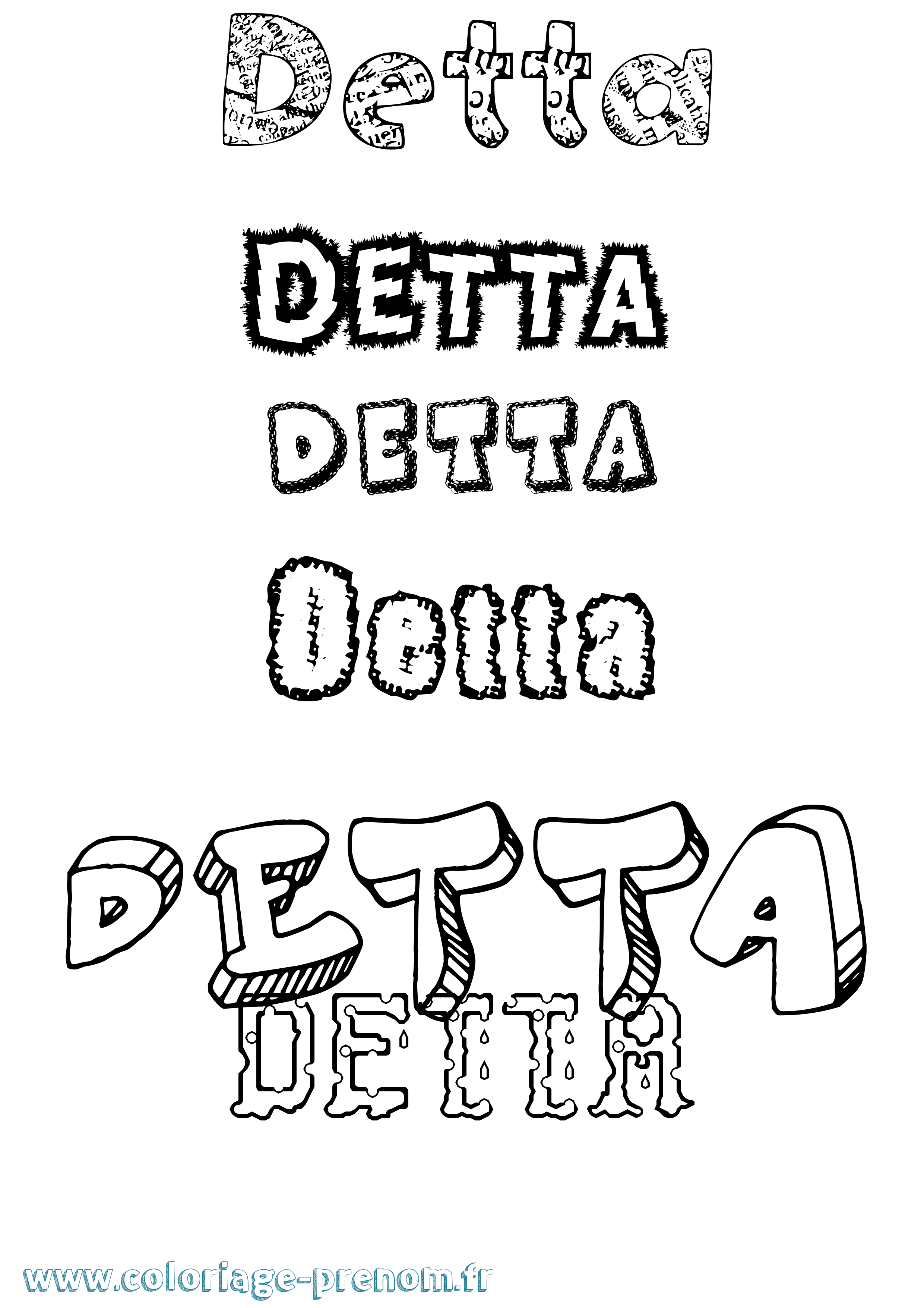 Coloriage Detta Destructuré Coloriage prénom Detta Destructuré
