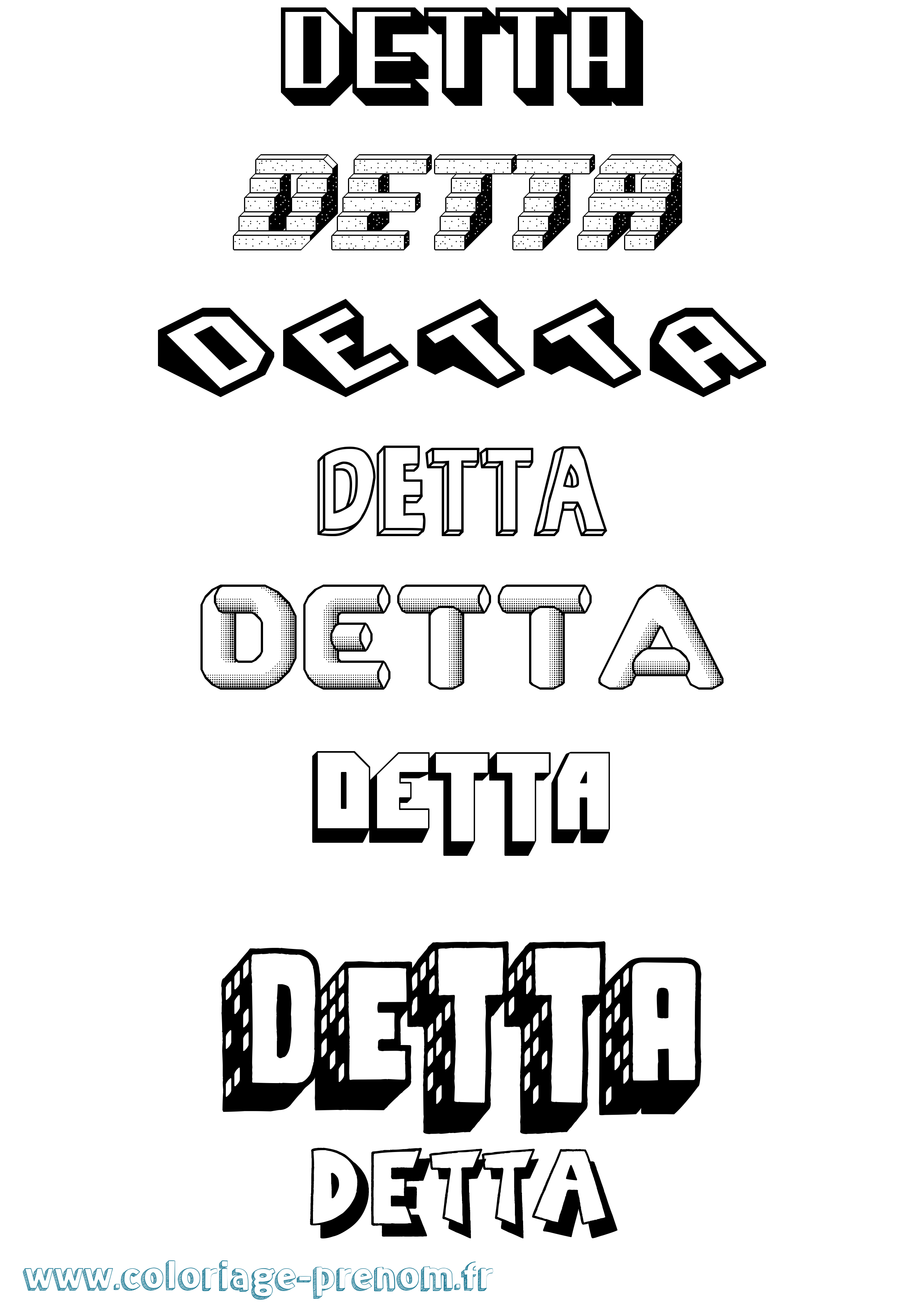 Coloriage Detta Effet 3D Coloriage prénom Detta Effet 3D