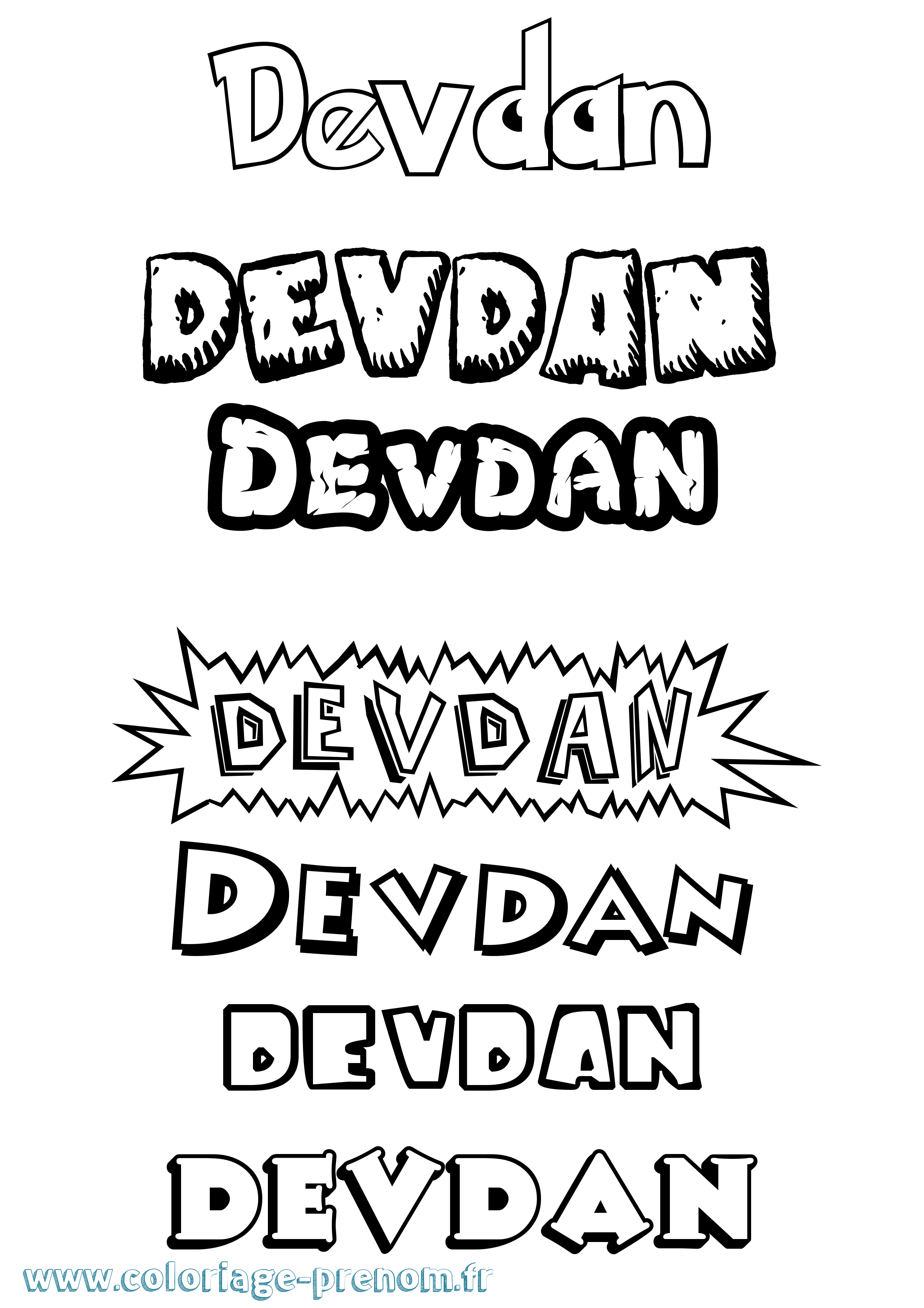 Coloriage Devdan Dessin Animé Coloriage prénom Devdan Dessin Animé