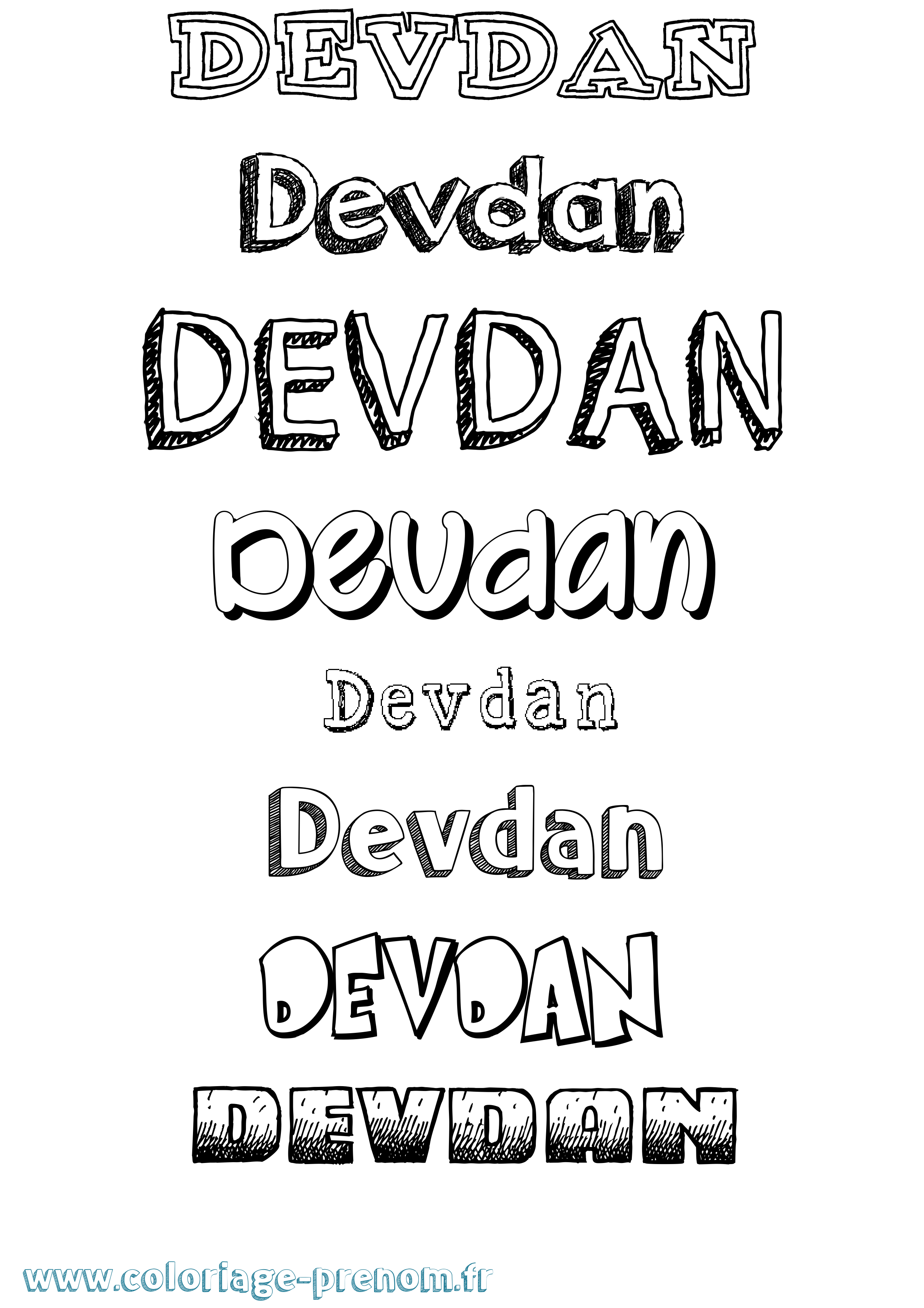 Coloriage Devdan Dessiné Coloriage prénom Devdan Dessiné