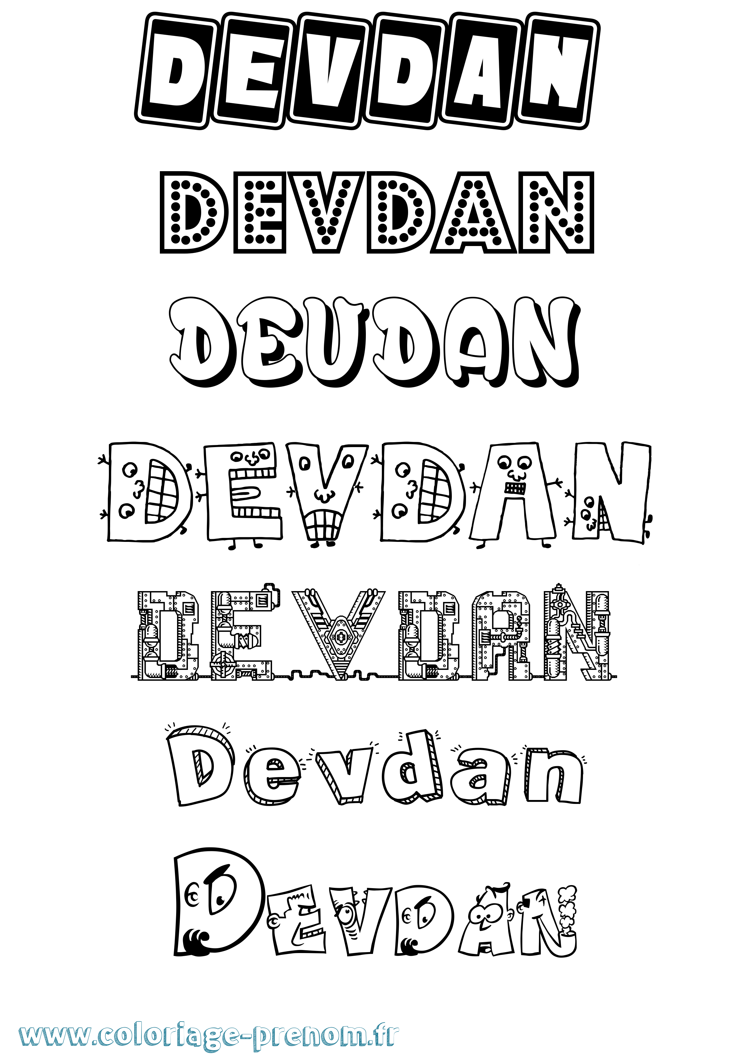 Coloriage Devdan Fun Coloriage prénom Devdan Fun