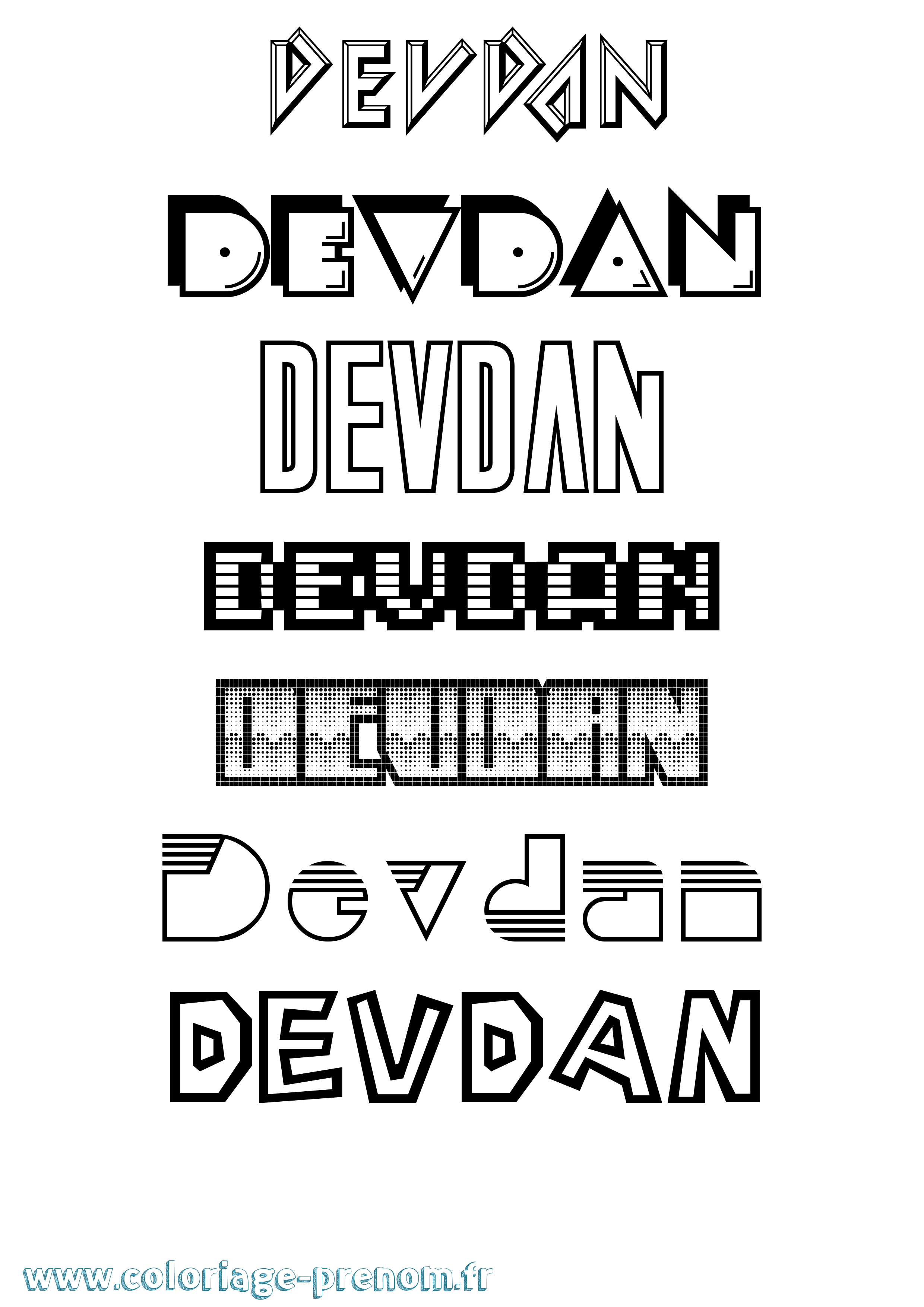 Coloriage Devdan Jeux Vidéos Coloriage prénom Devdan Jeux Vidéos