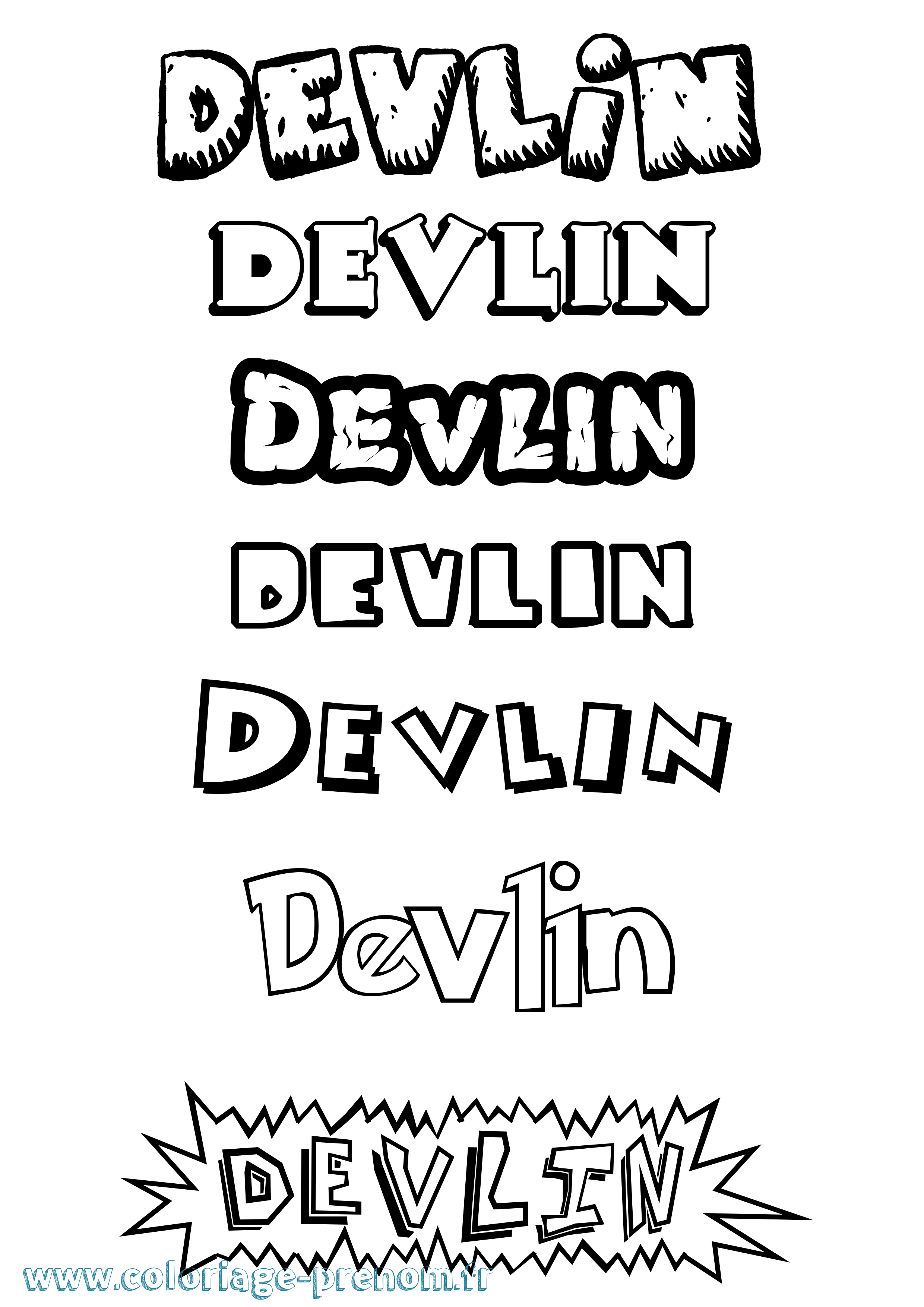 Coloriage Devlin Dessin Animé Coloriage prénom Devlin Dessin Animé