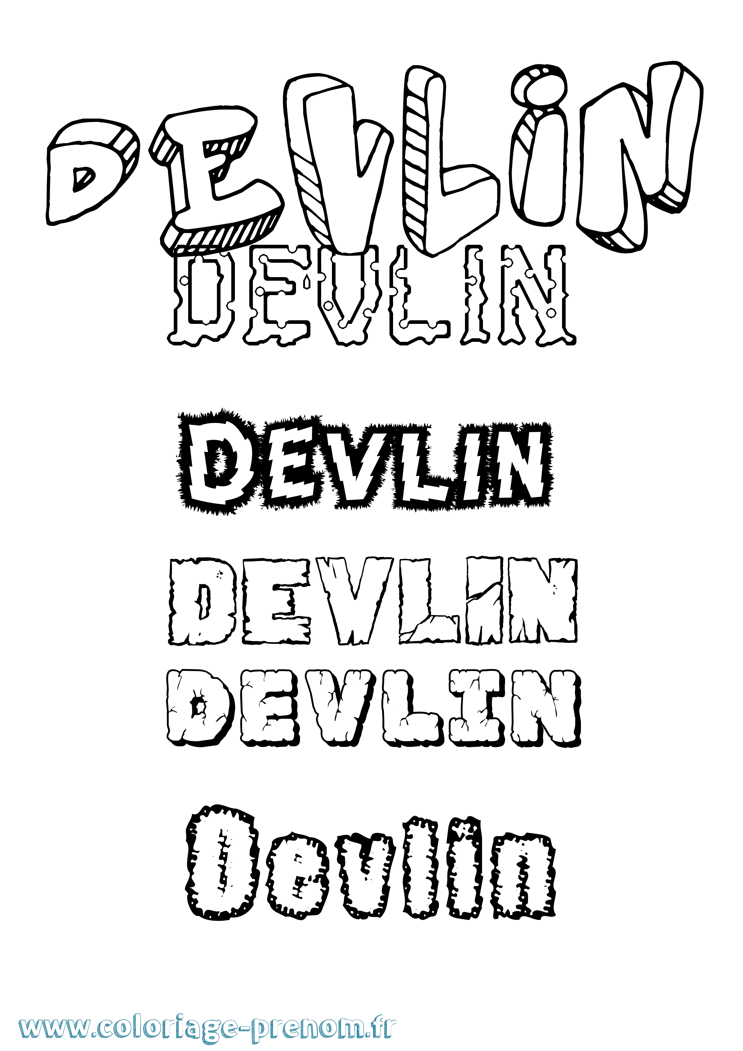 Coloriage Devlin Destructuré Coloriage prénom Devlin Destructuré