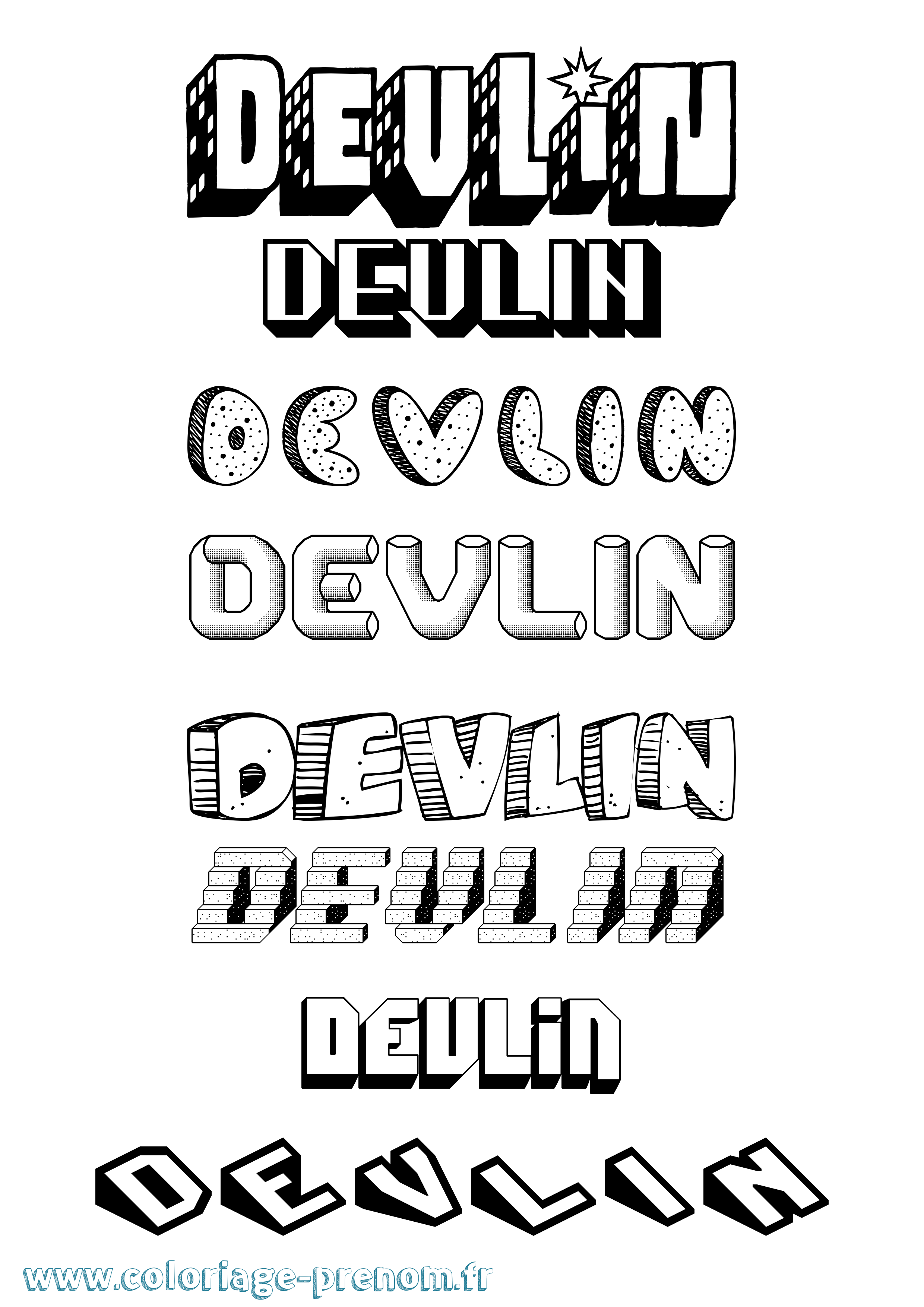 Coloriage Devlin Effet 3D Coloriage prénom Devlin Effet 3D