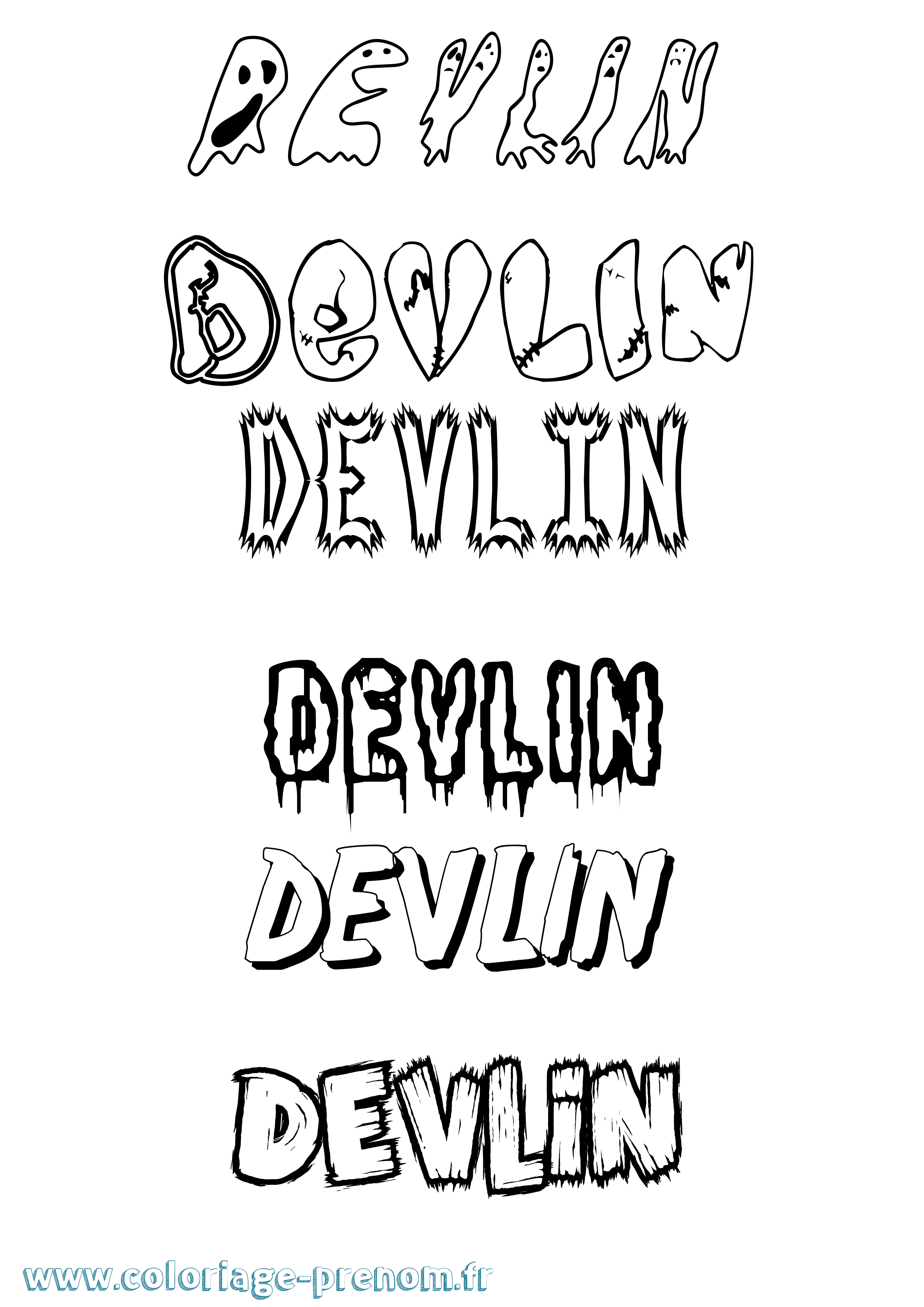 Coloriage Devlin Frisson Coloriage prénom Devlin Frisson