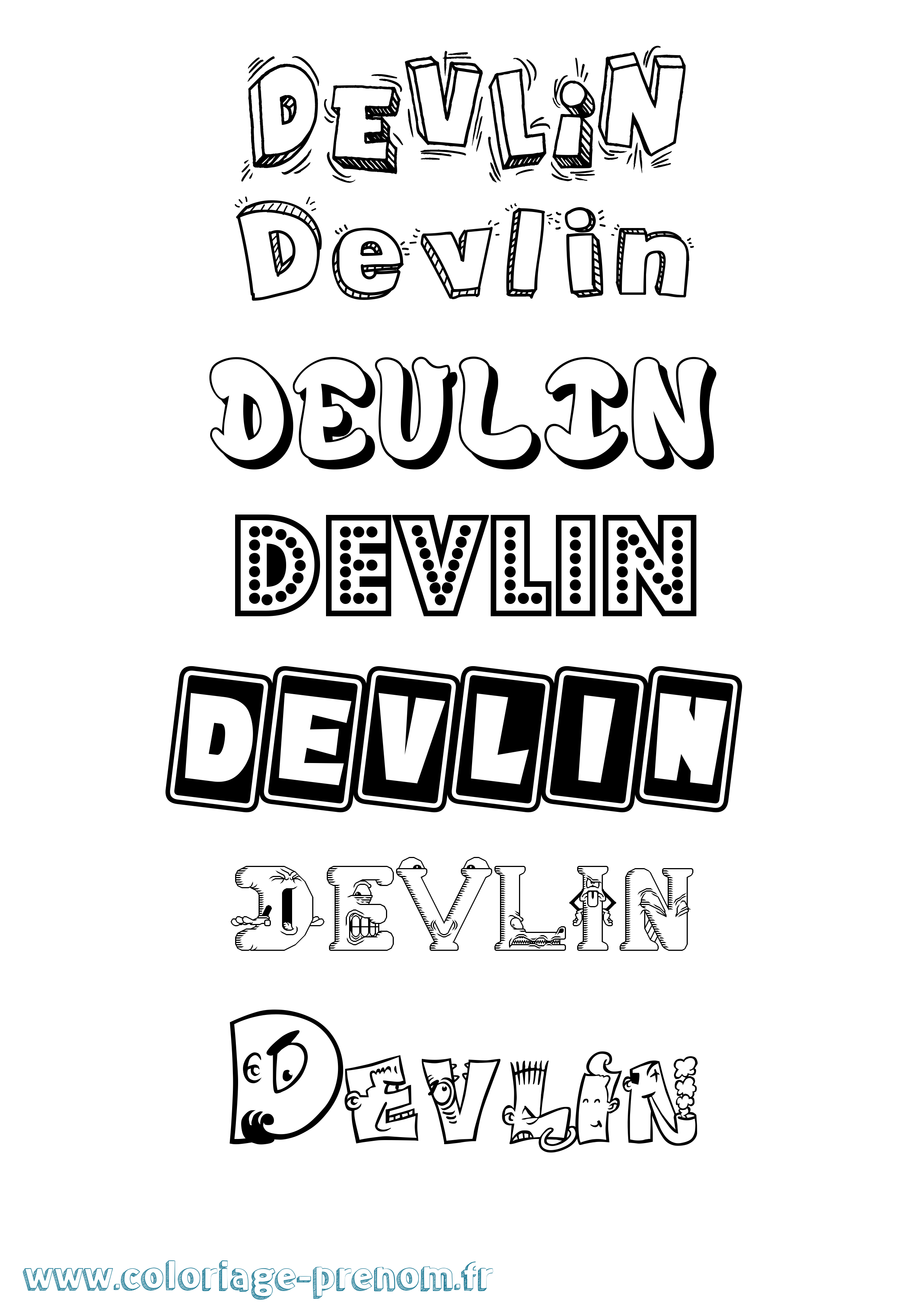 Coloriage Devlin Fun Coloriage prénom Devlin Fun