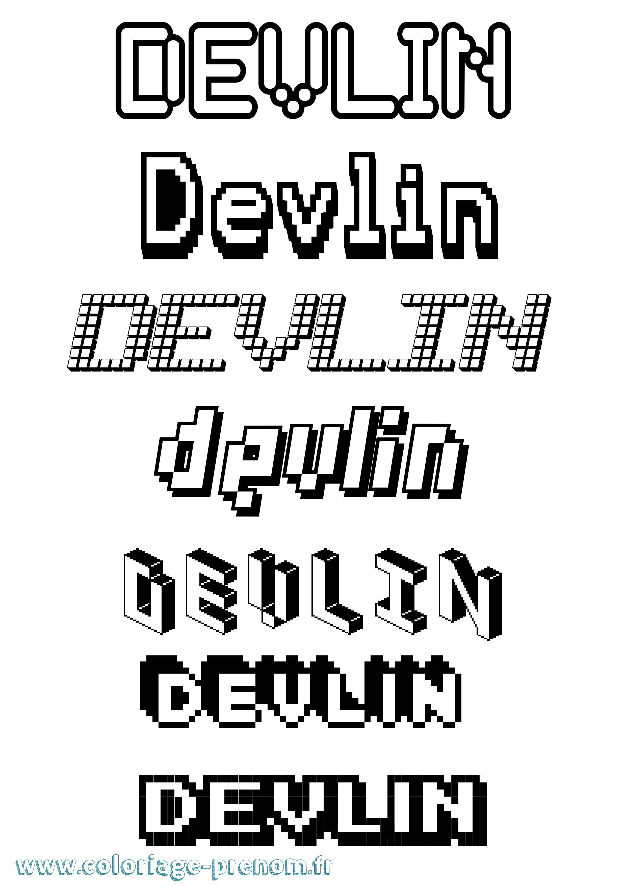 Coloriage Devlin Pixel Coloriage prénom Devlin Pixel