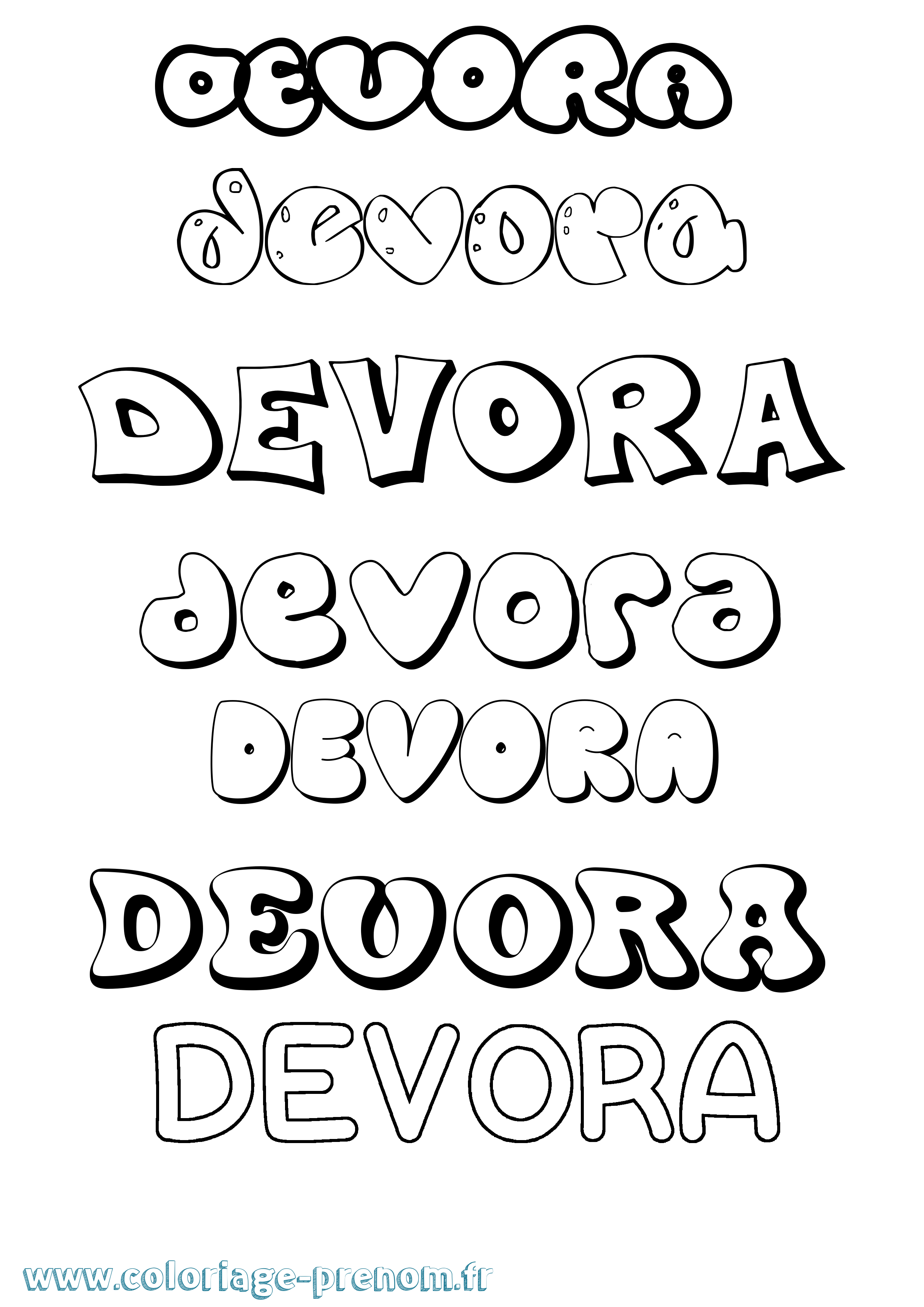 Coloriage Devora Bubble Coloriage prénom Devora Bubble