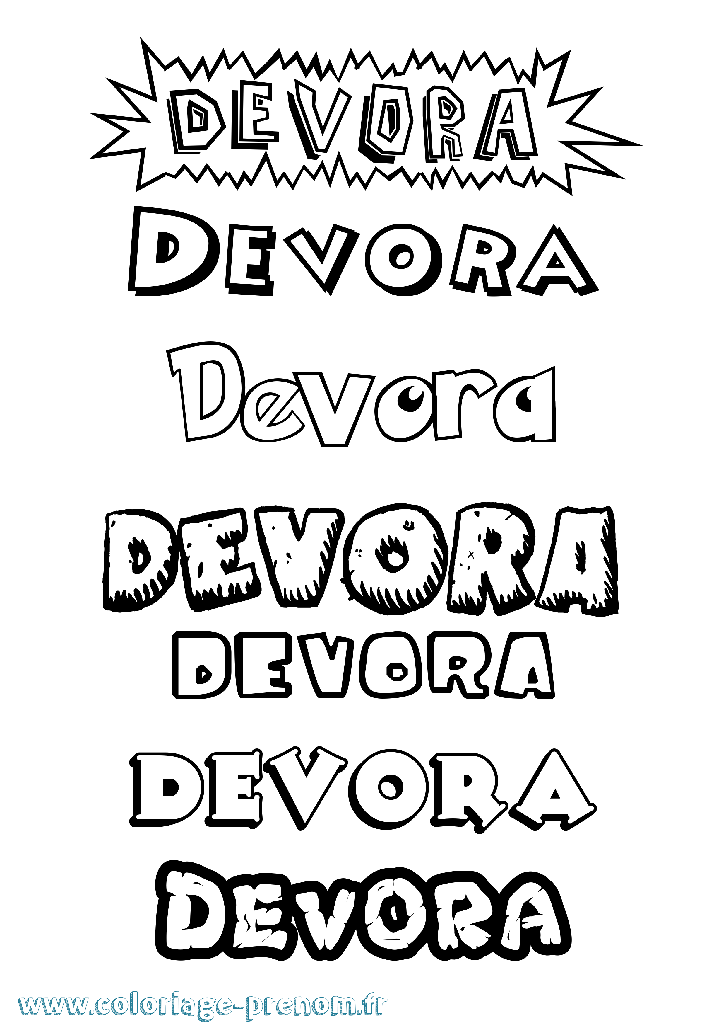 Coloriage Devora Dessin Animé Coloriage prénom Devora Dessin Animé
