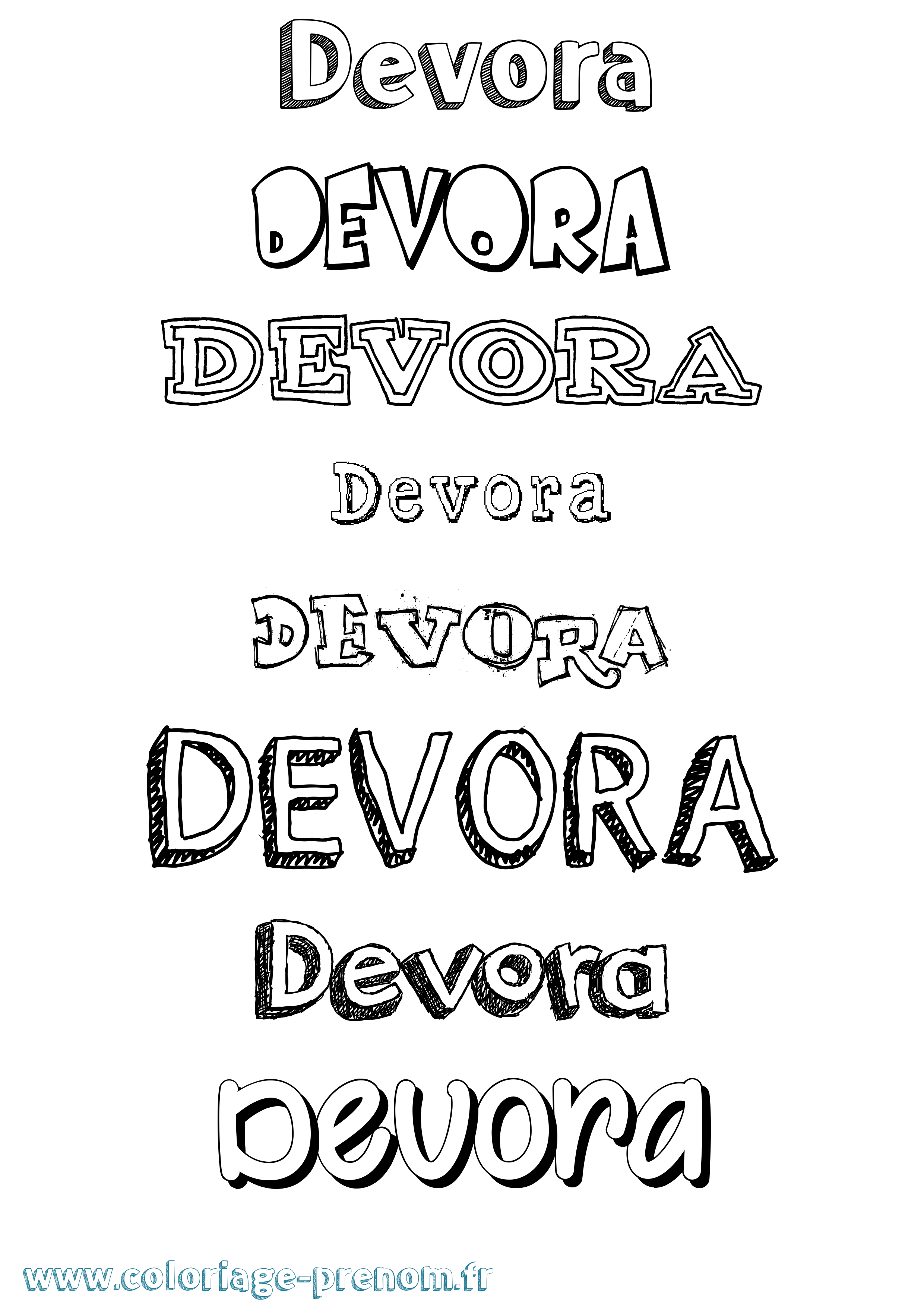 Coloriage Devora Dessiné Coloriage prénom Devora Dessiné