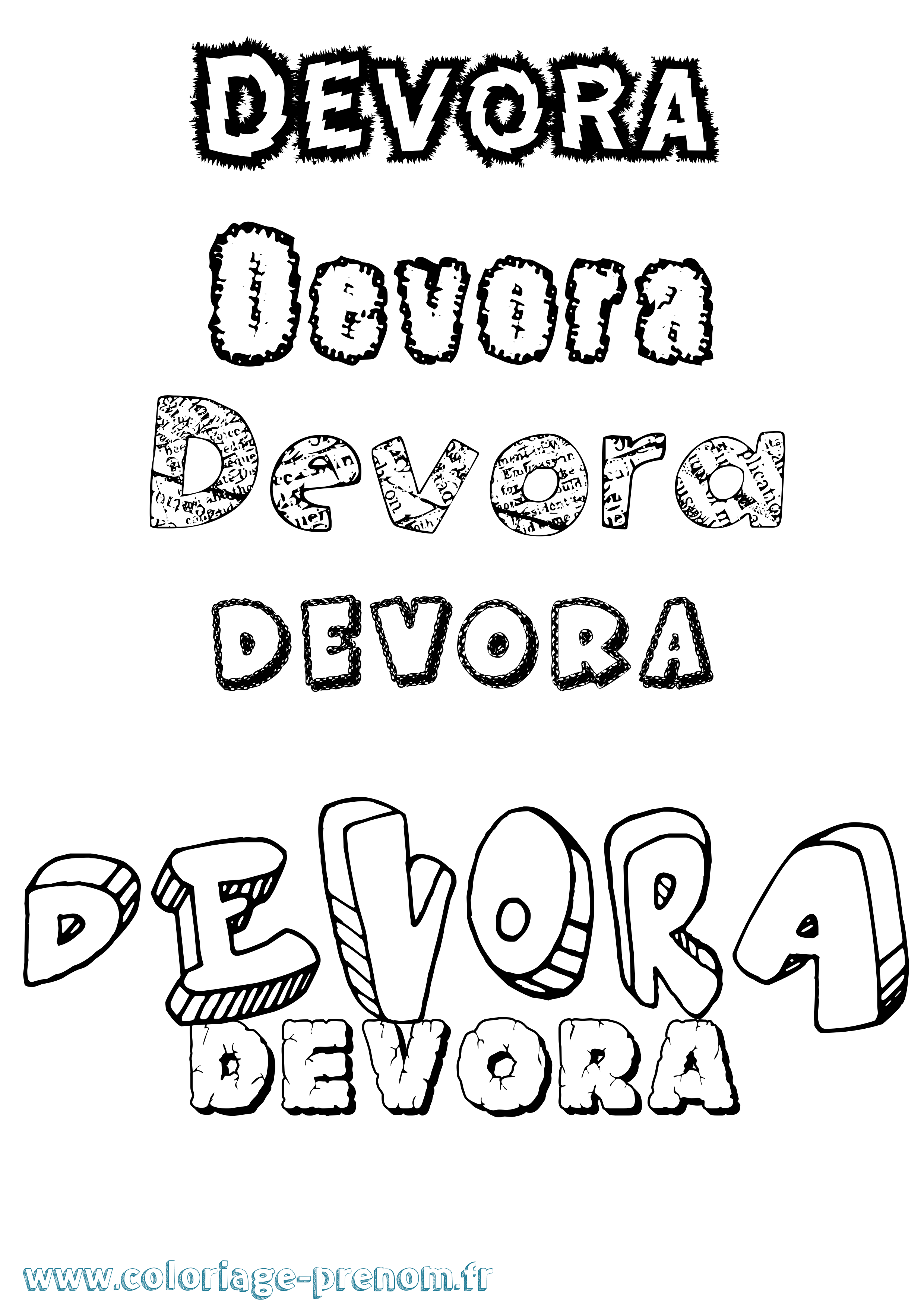 Coloriage Devora Destructuré Coloriage prénom Devora Destructuré
