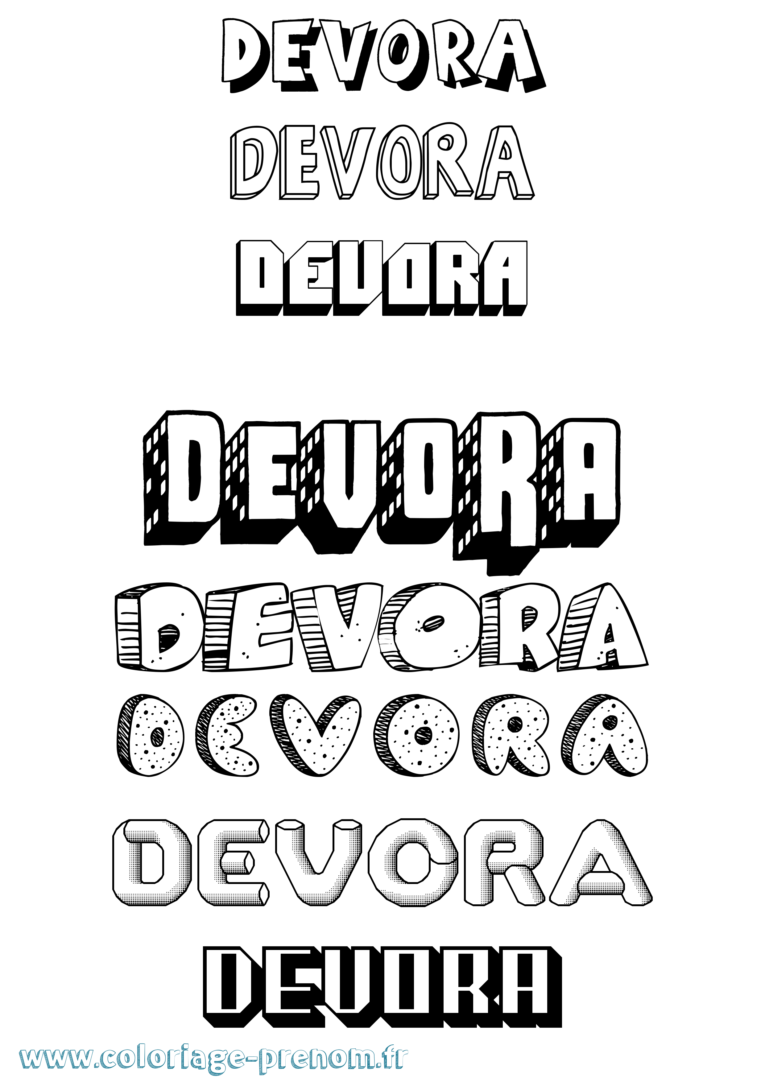 Coloriage Devora Effet 3D Coloriage prénom Devora Effet 3D