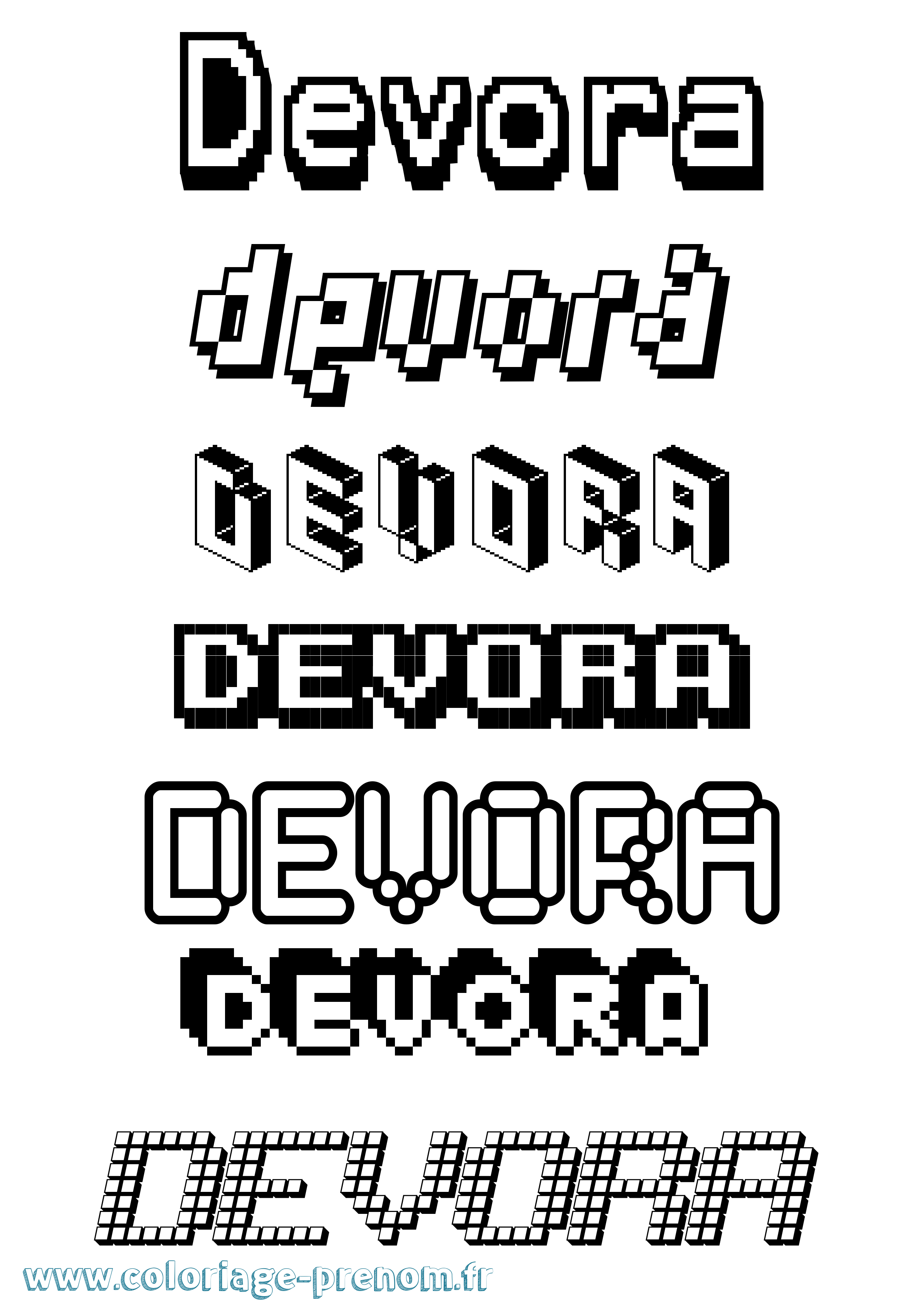 Coloriage Devora Pixel Coloriage prénom Devora Pixel