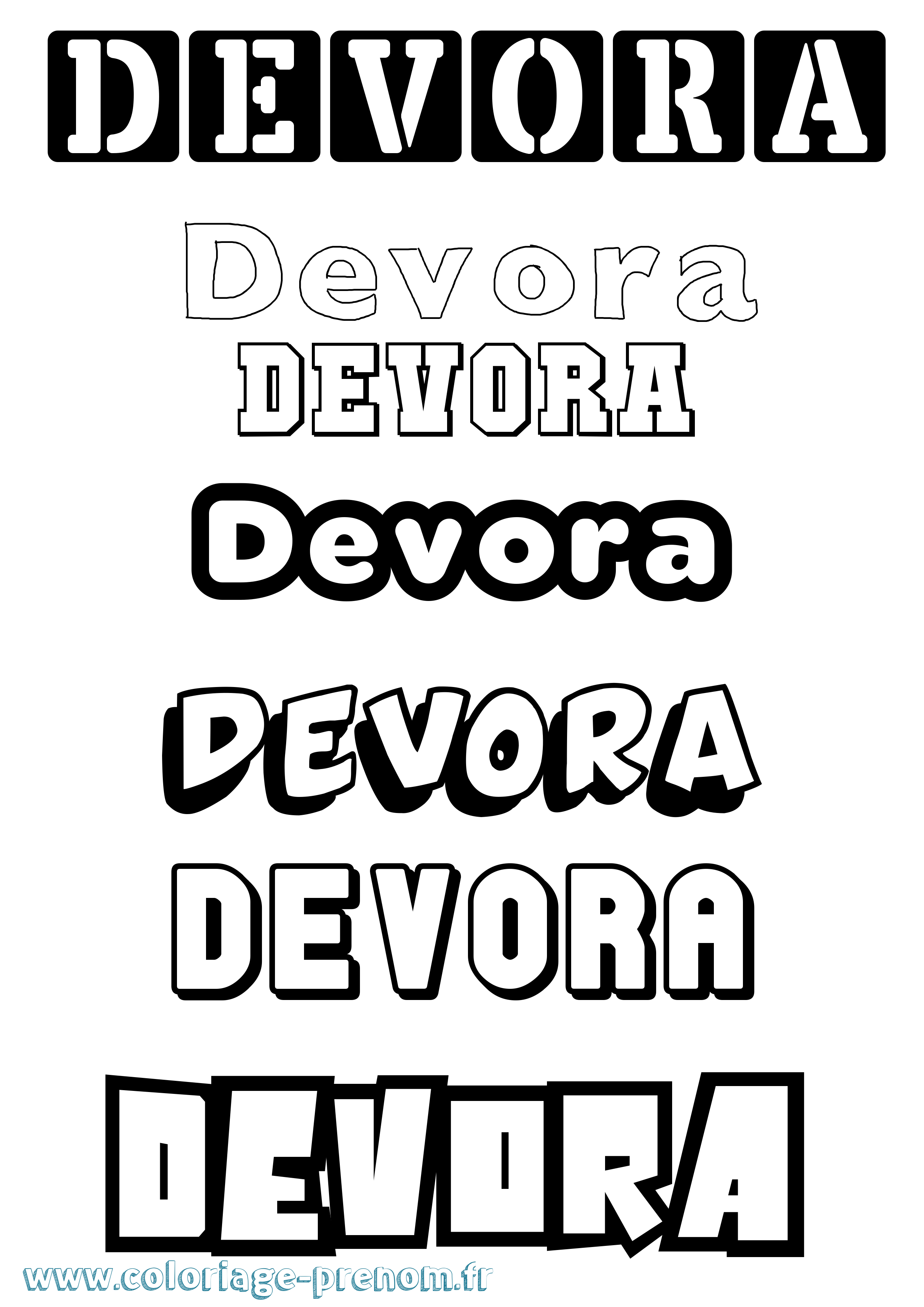 Coloriage Devora Simple Coloriage prénom Devora Simple