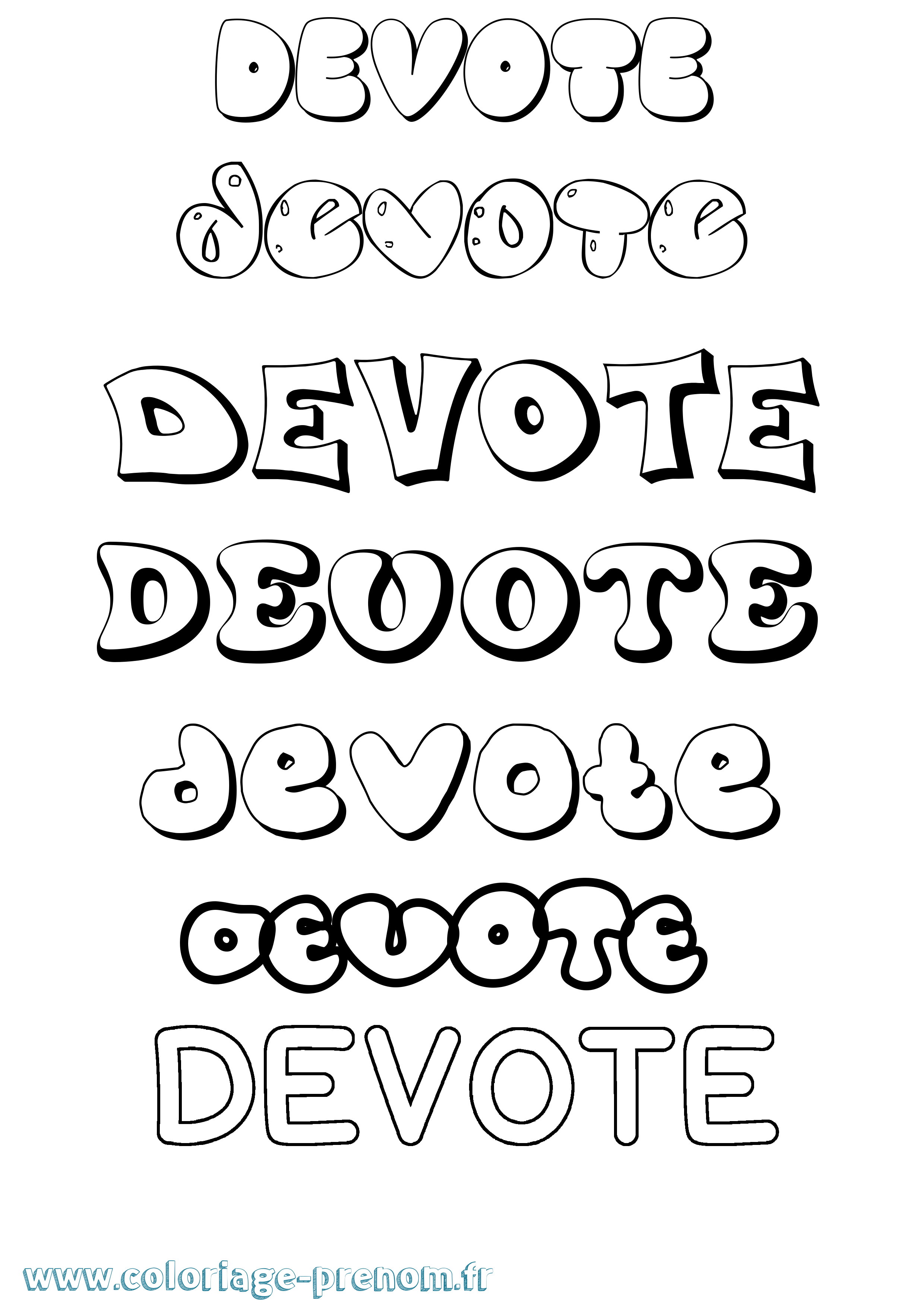 Coloriage Devote Bubble Coloriage prénom Devote Bubble
