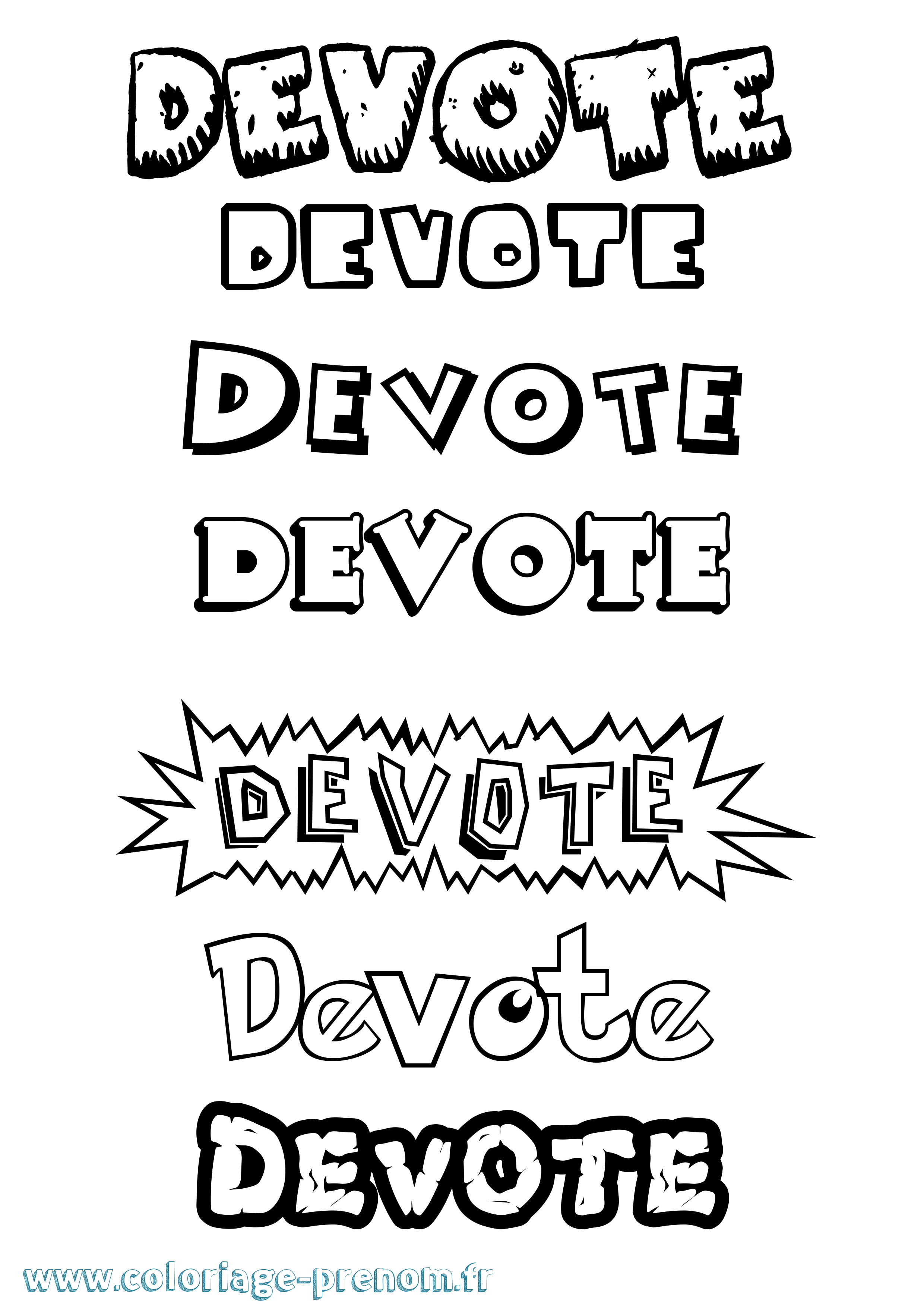 Coloriage Devote Dessin Animé Coloriage prénom Devote Dessin Animé