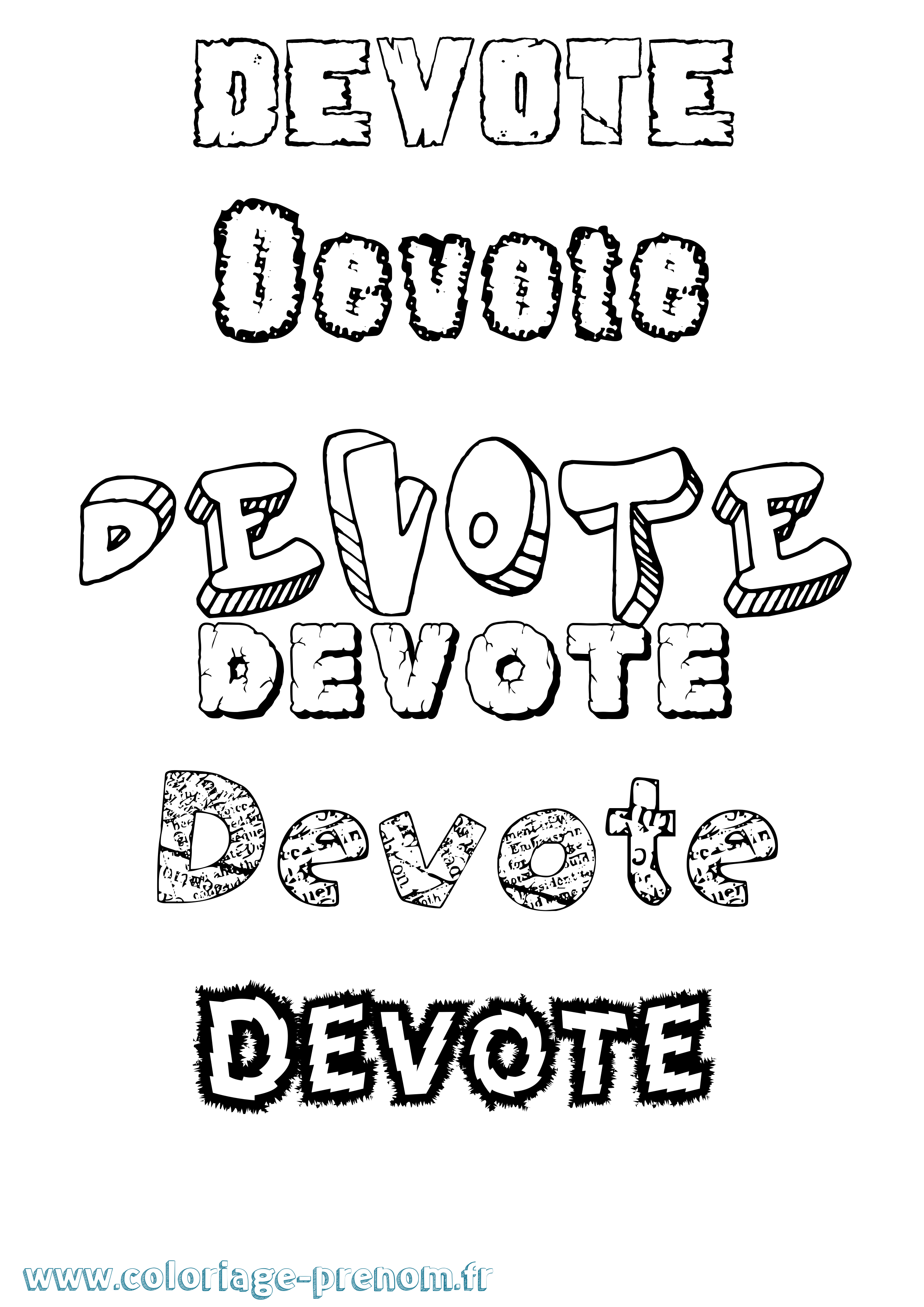 Coloriage Devote Destructuré Coloriage prénom Devote Destructuré