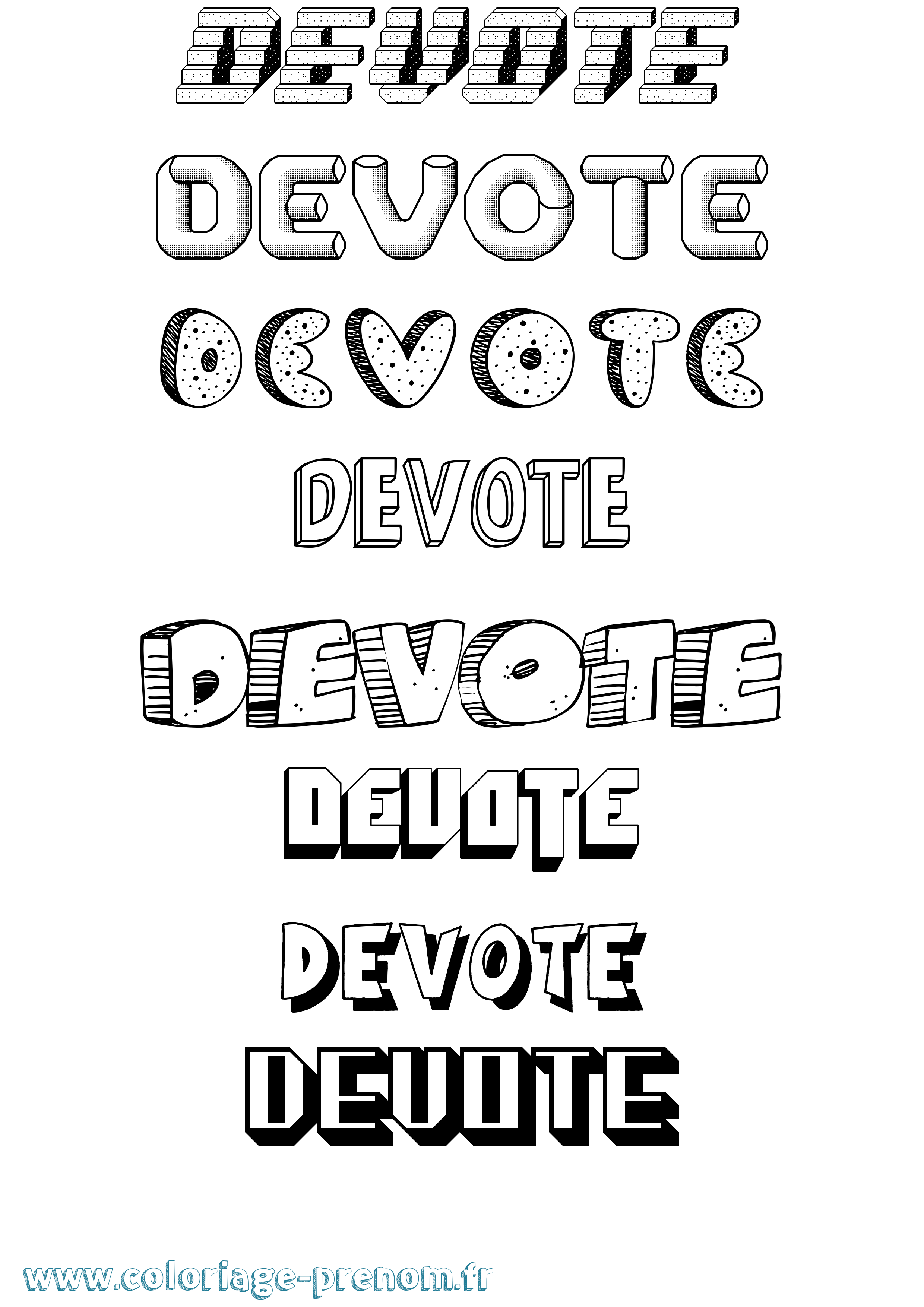Coloriage Devote Effet 3D Coloriage prénom Devote Effet 3D