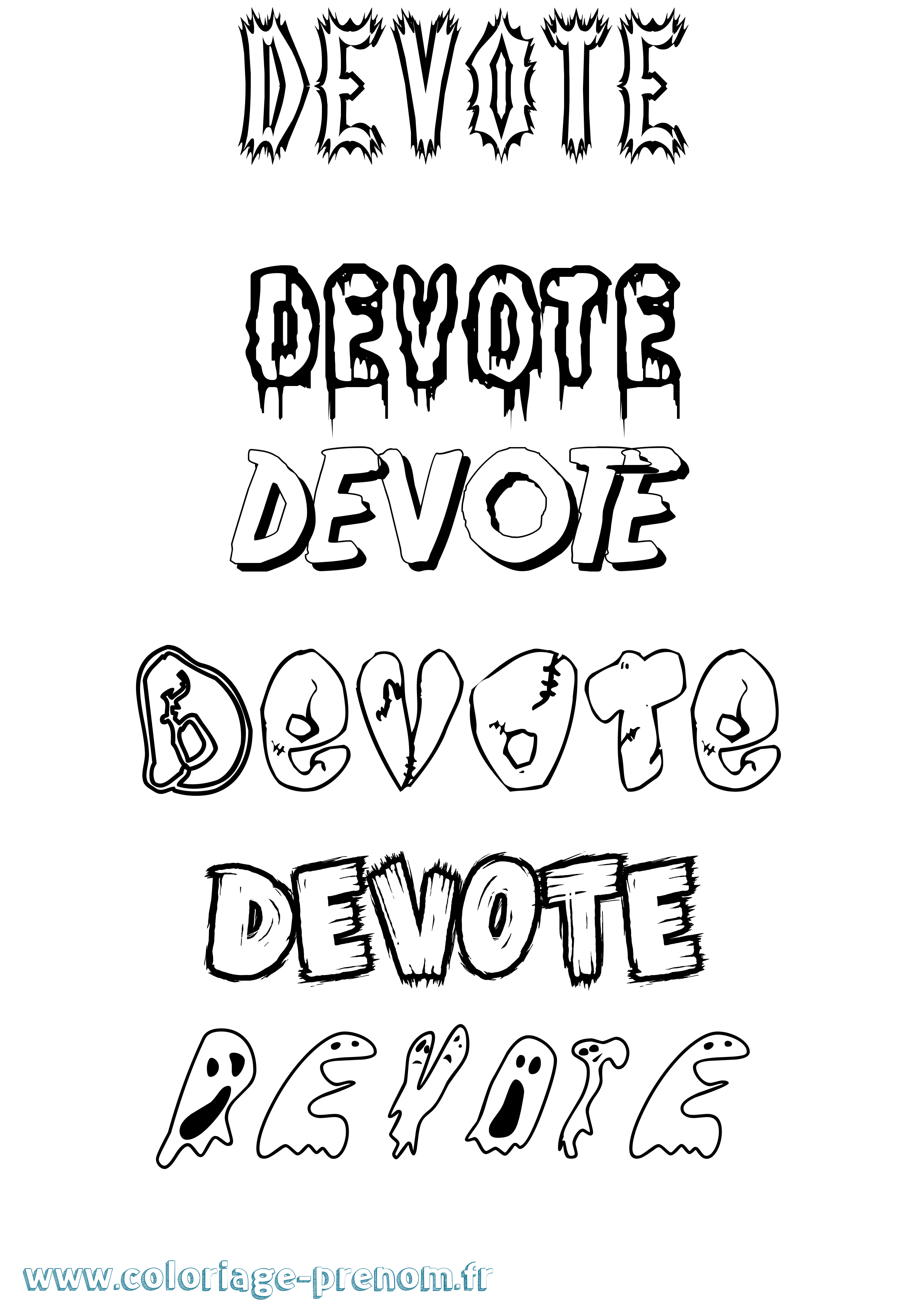 Coloriage Devote Frisson Coloriage prénom Devote Frisson