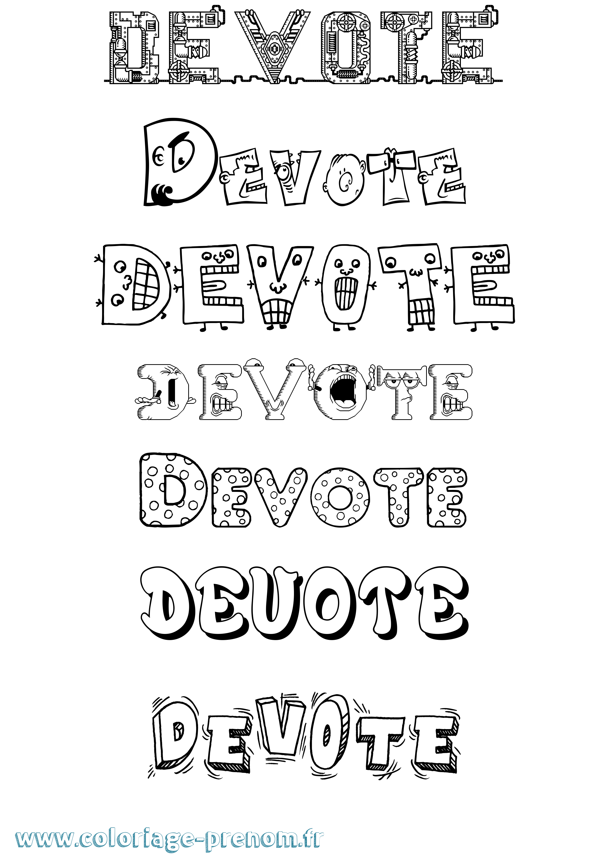 Coloriage Devote Fun Coloriage prénom Devote Fun