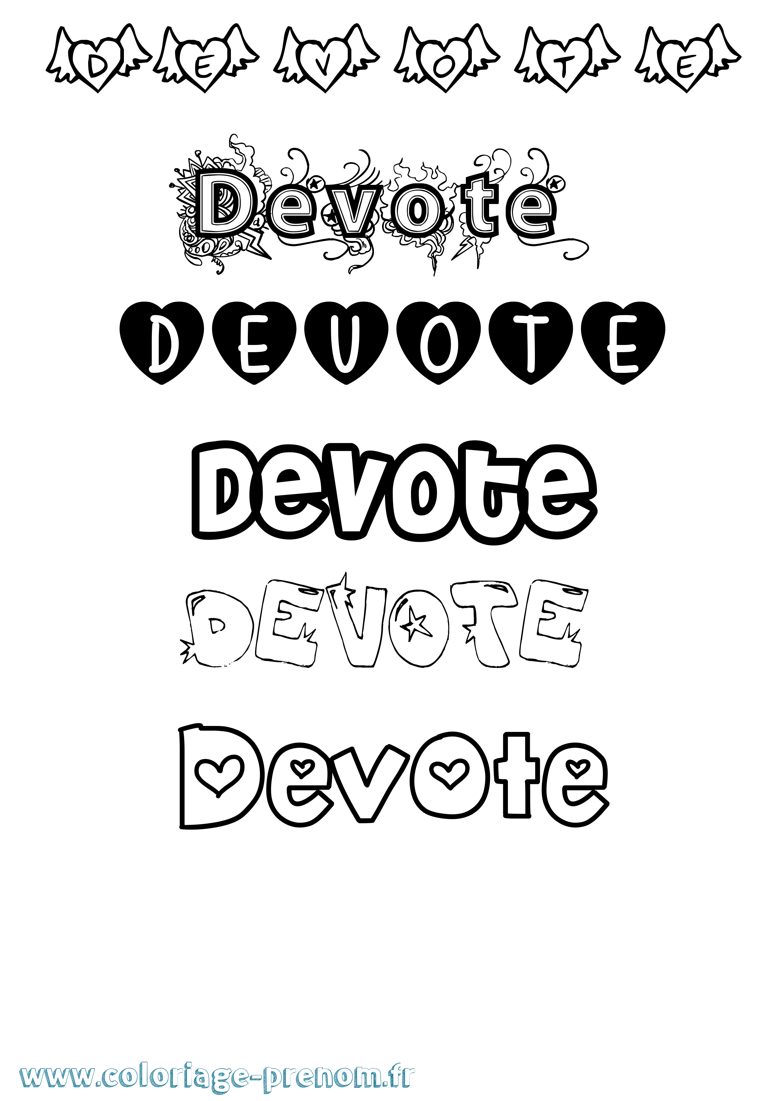 Coloriage Devote Girly Coloriage prénom Devote Girly