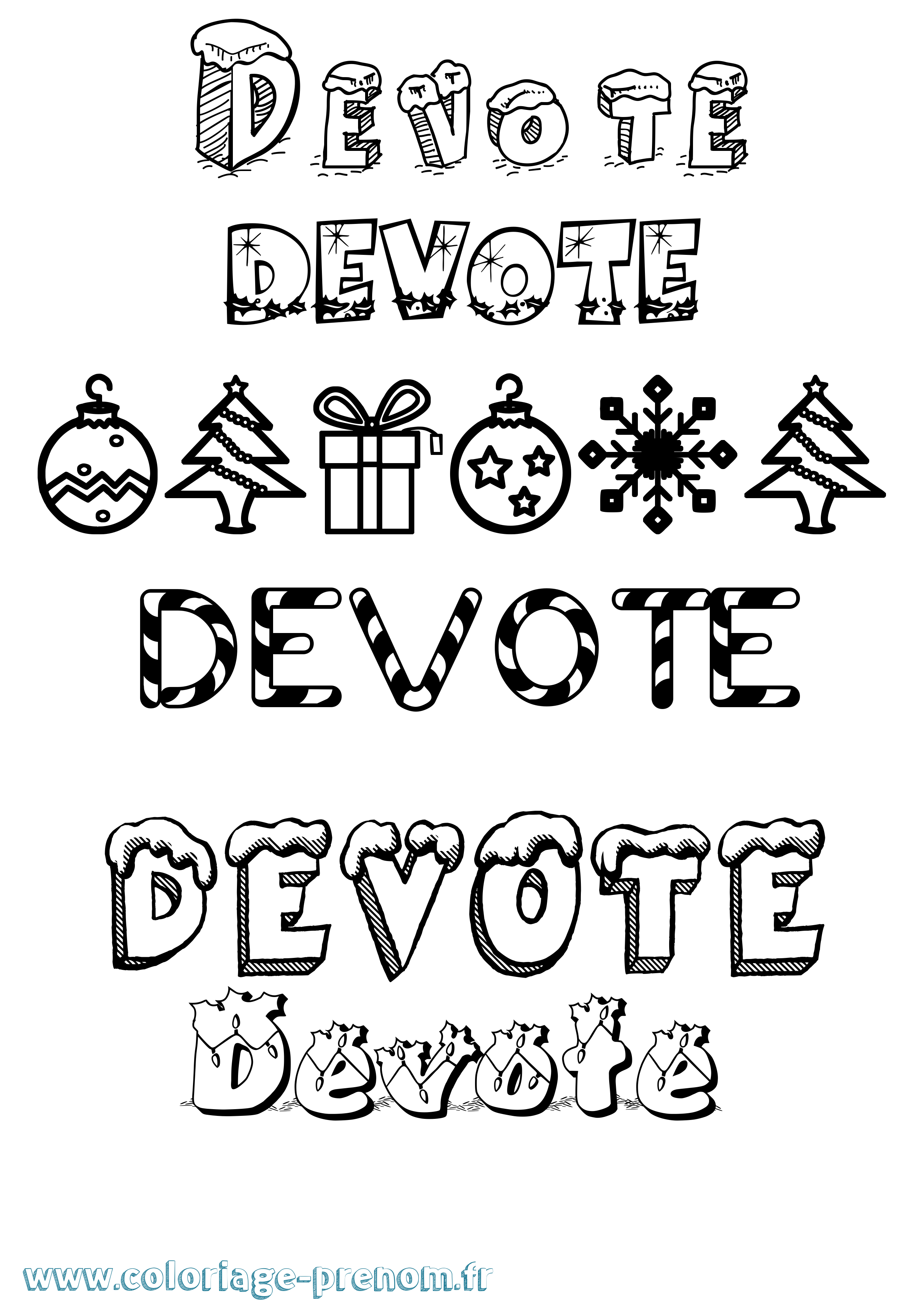 Coloriage Devote Noël Coloriage prénom Devote Noël