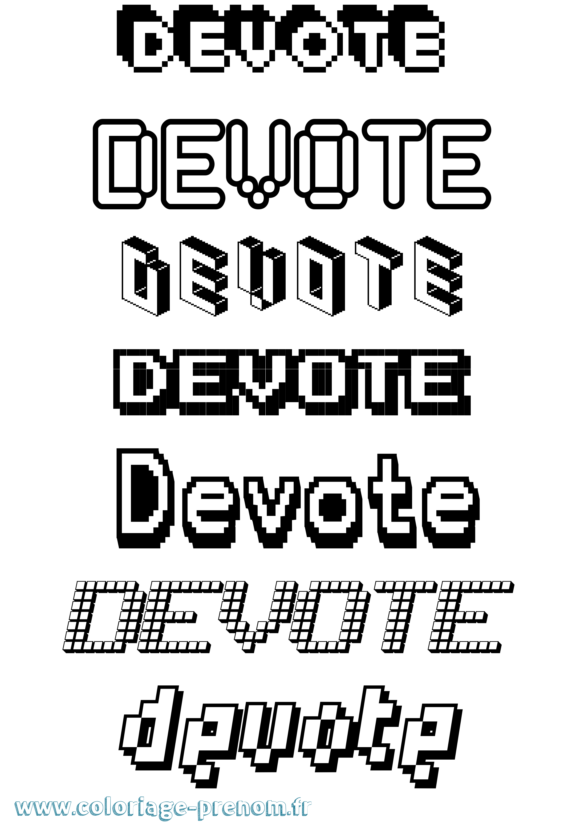 Coloriage Devote Pixel Coloriage prénom Devote Pixel