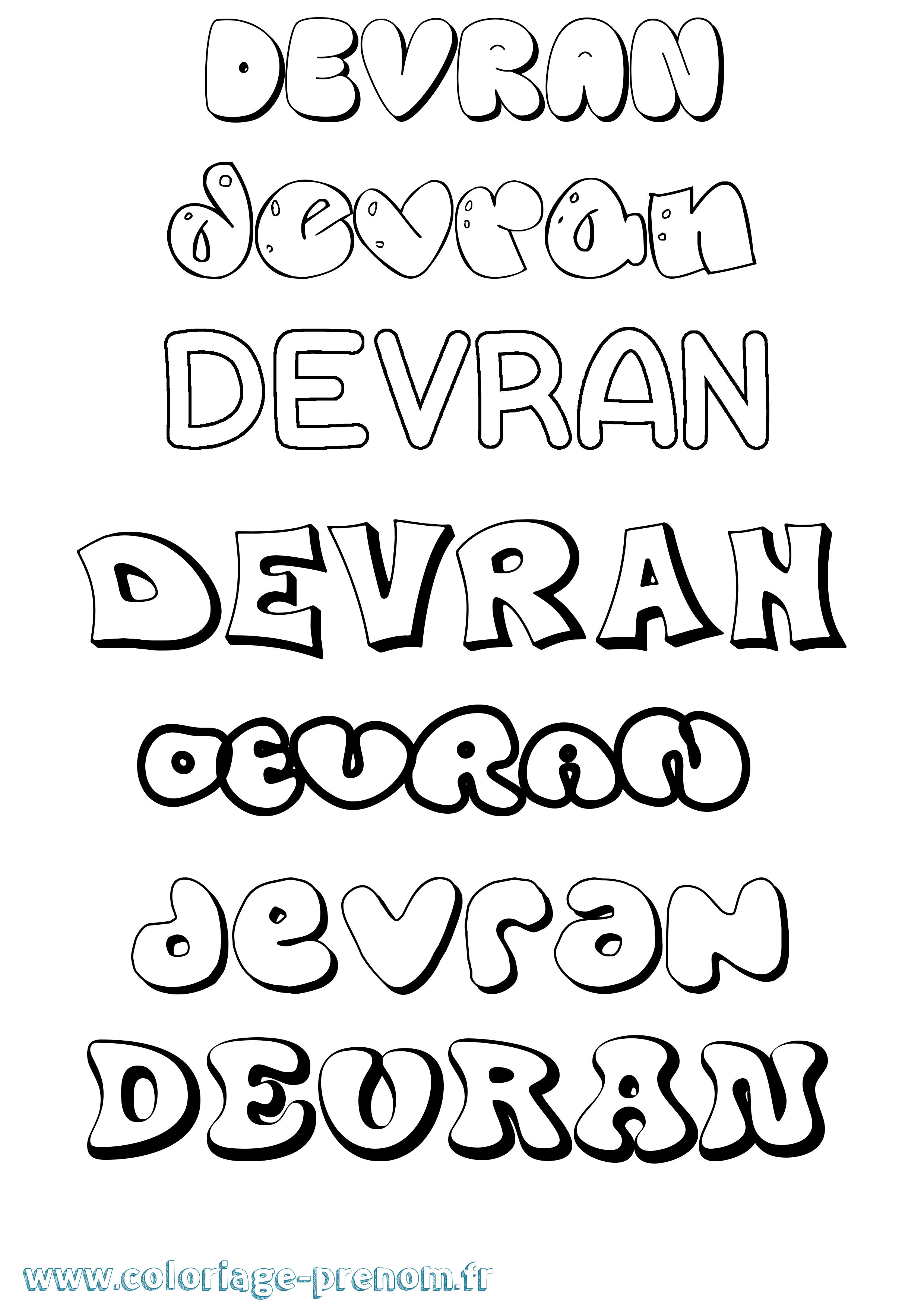 Coloriage Devran Bubble Coloriage prénom Devran Bubble
