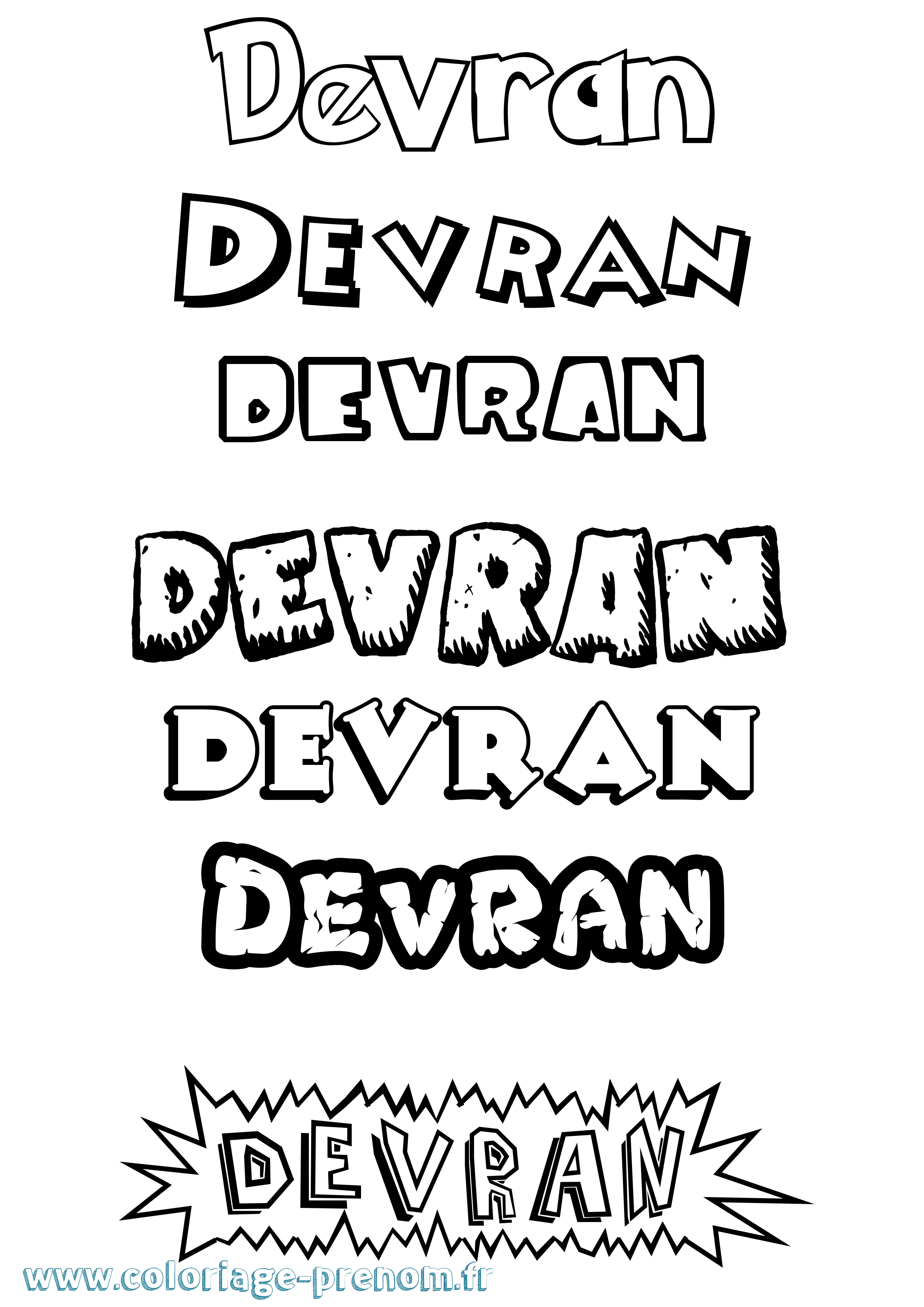 Coloriage Devran Dessin Animé Coloriage prénom Devran Dessin Animé