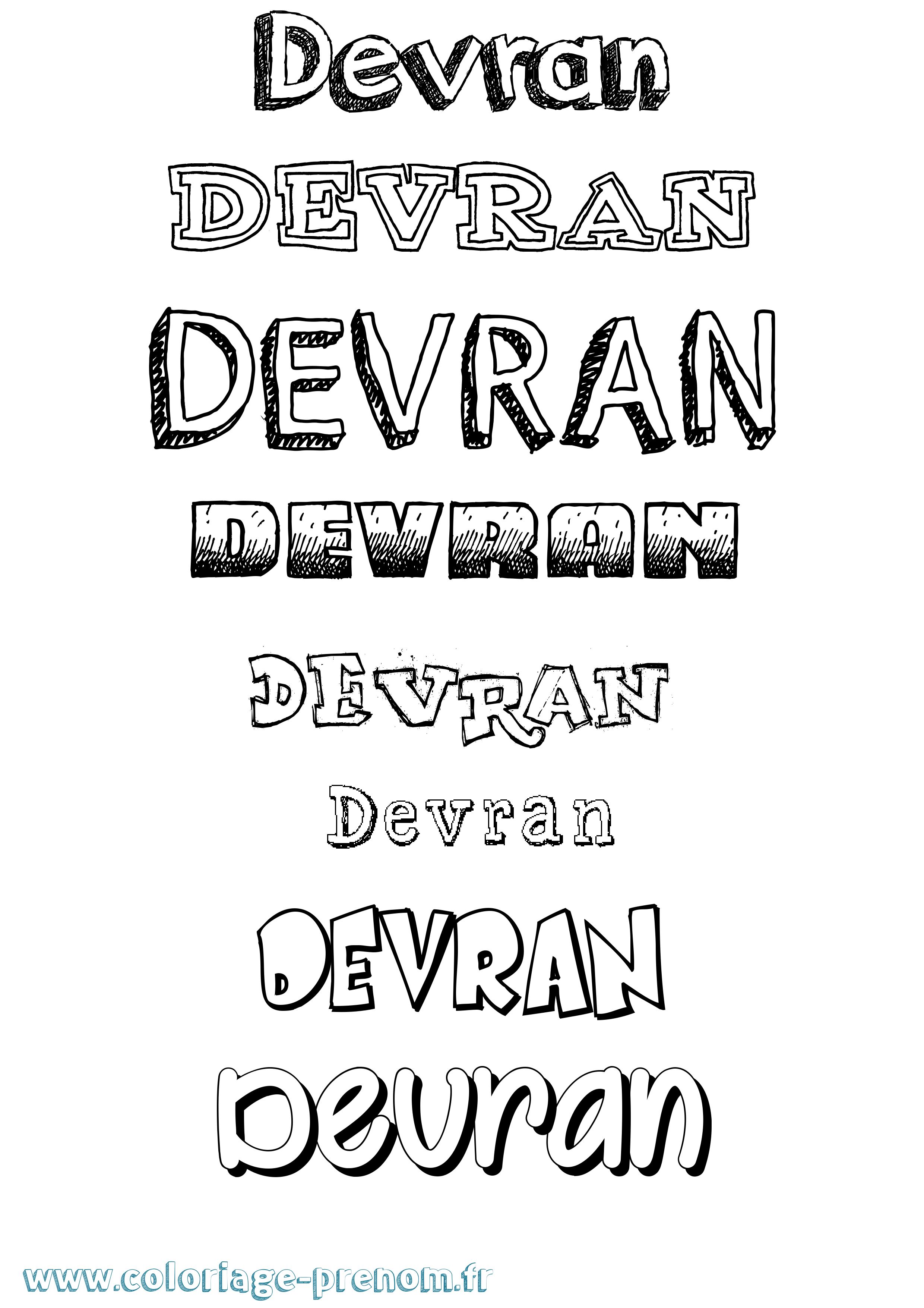Coloriage Devran Dessiné Coloriage prénom Devran Dessiné