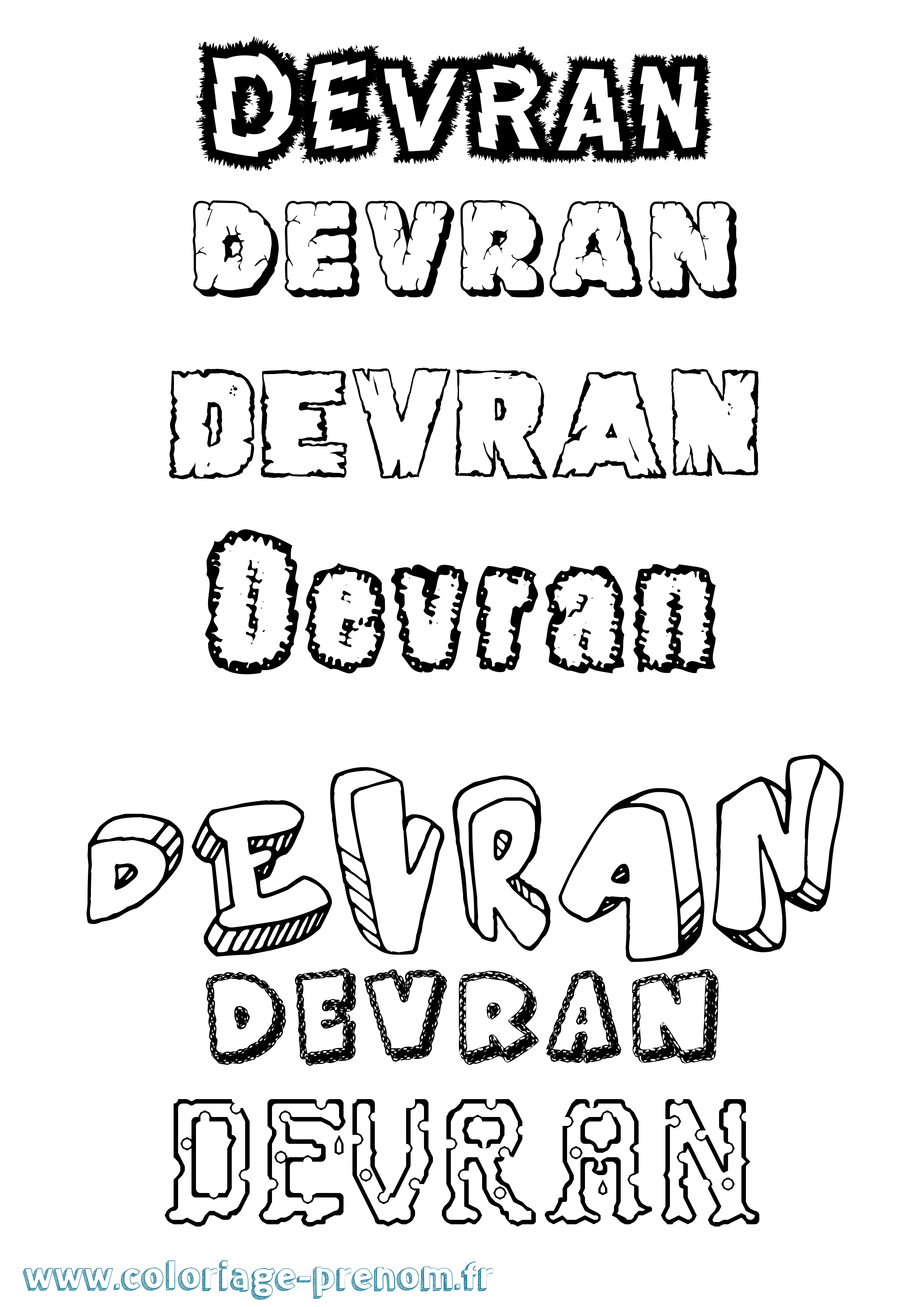 Coloriage Devran Destructuré Coloriage prénom Devran Destructuré