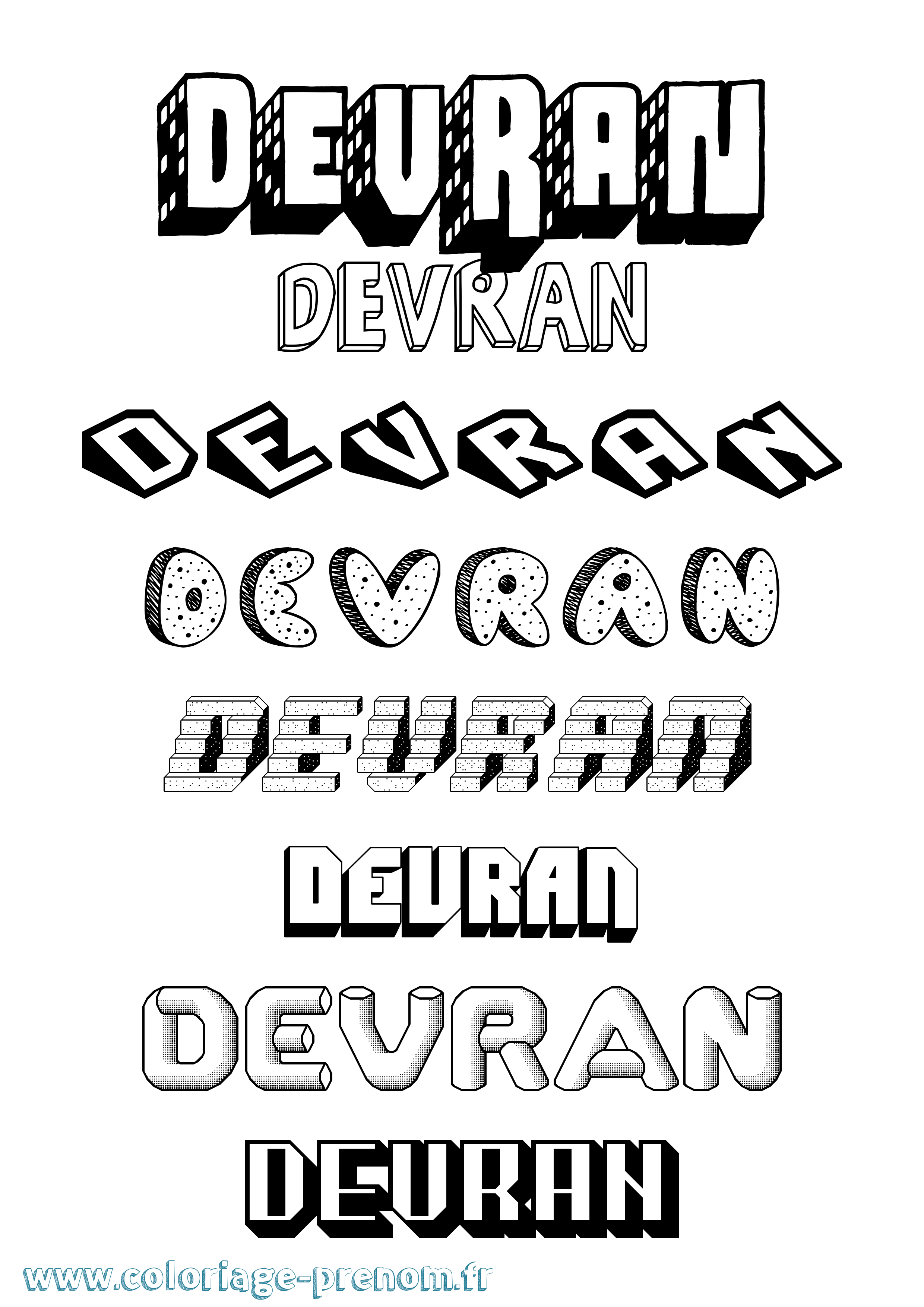 Coloriage Devran Effet 3D Coloriage prénom Devran Effet 3D